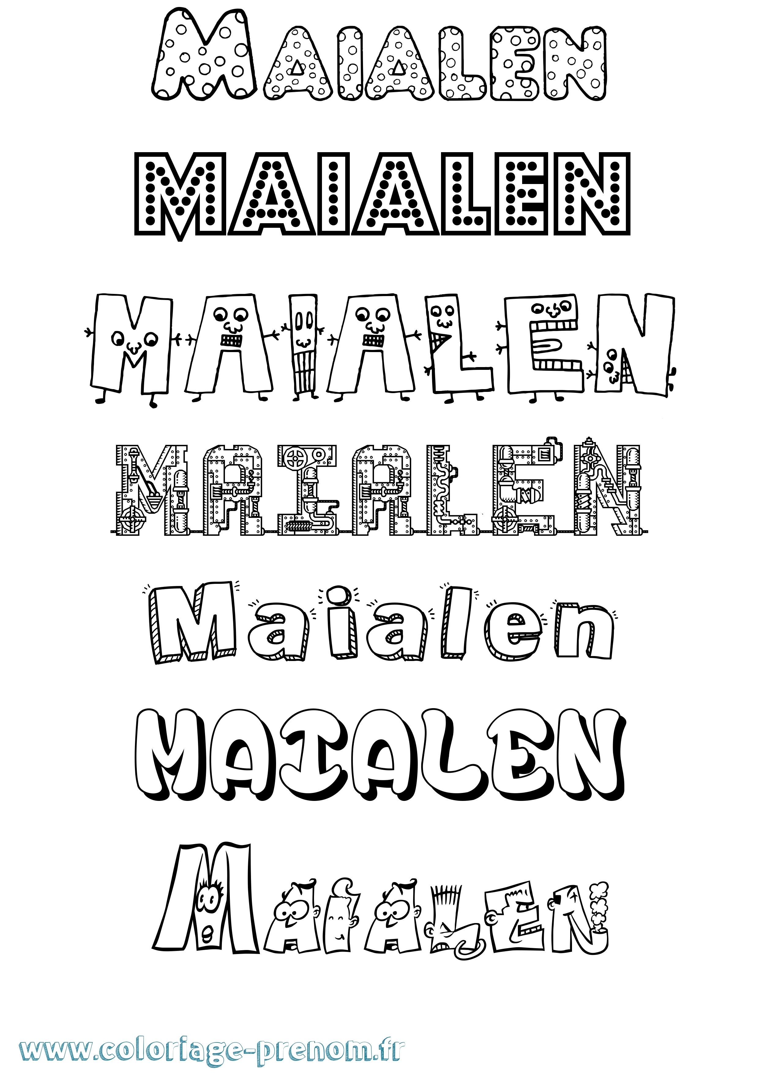 Coloriage prénom Maialen Fun