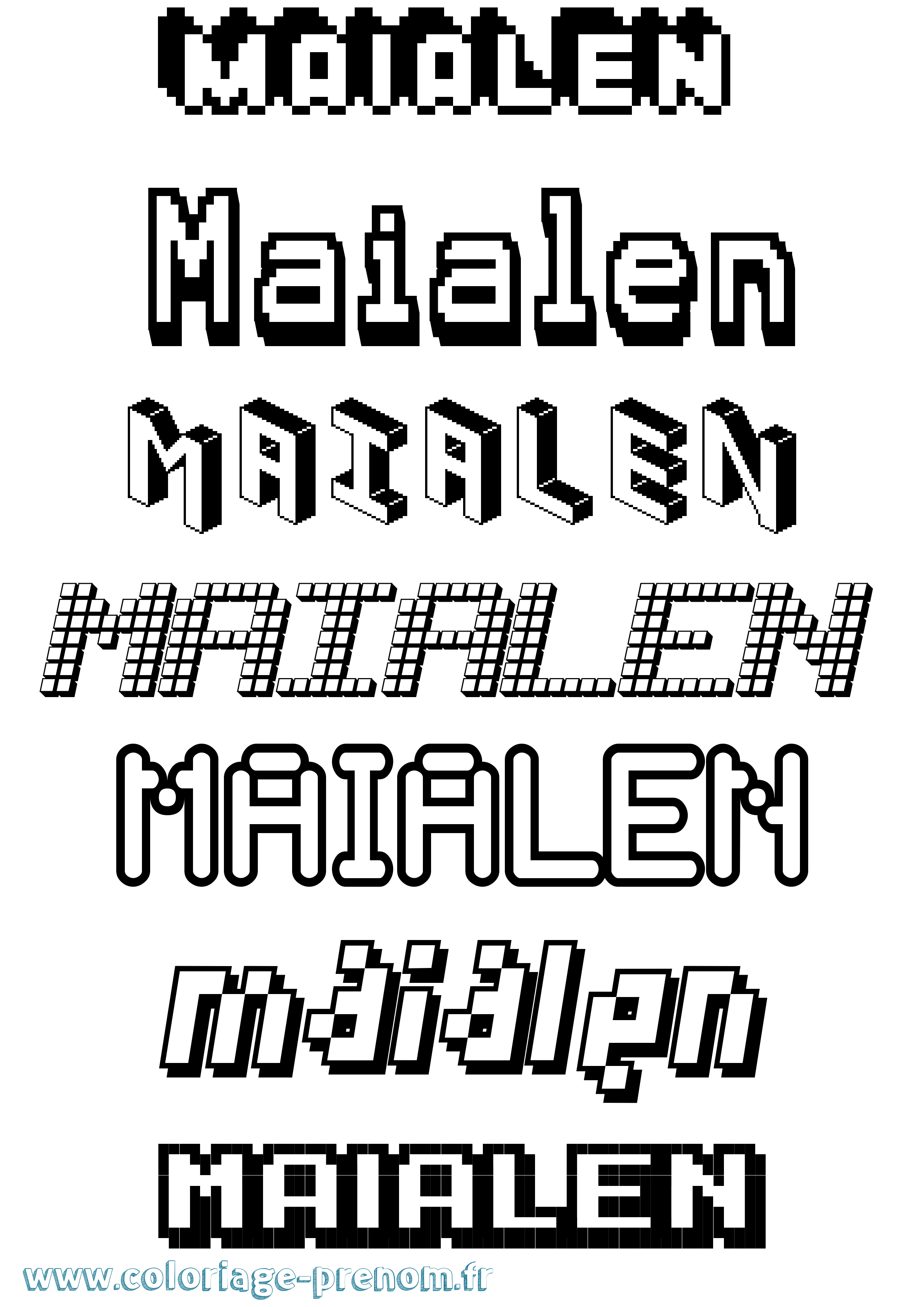 Coloriage prénom Maialen Pixel