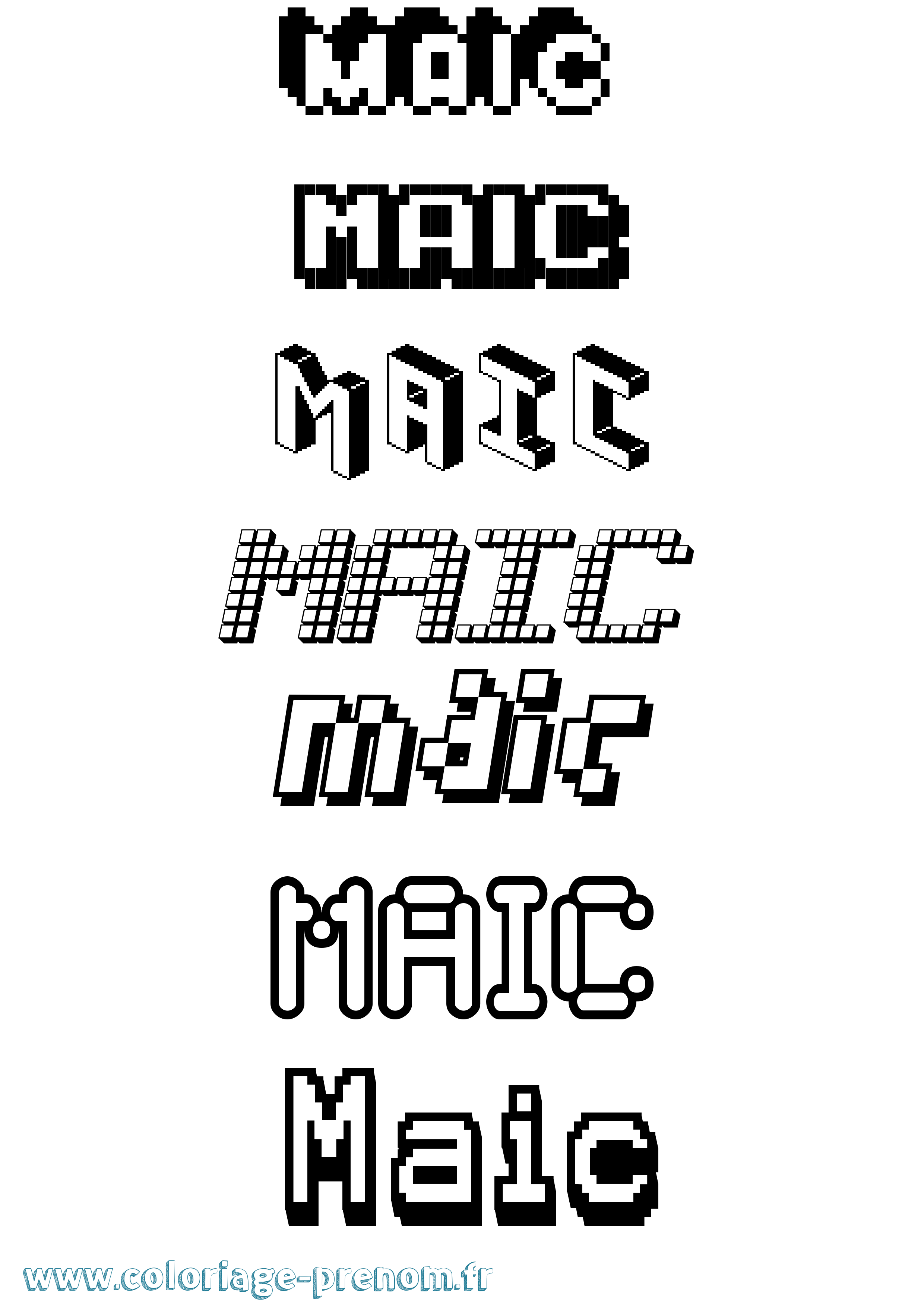 Coloriage prénom Maic Pixel