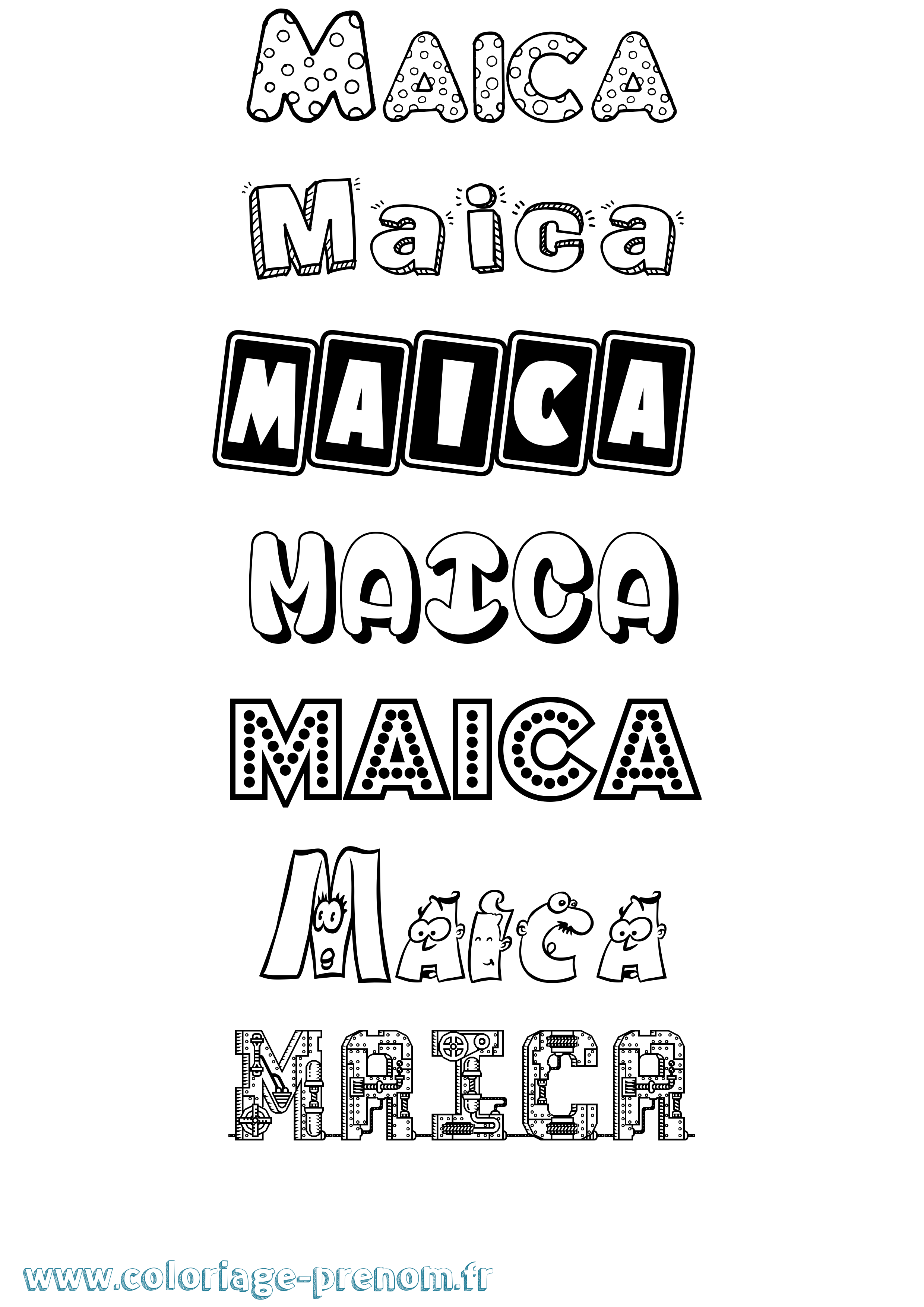 Coloriage prénom Maica Fun