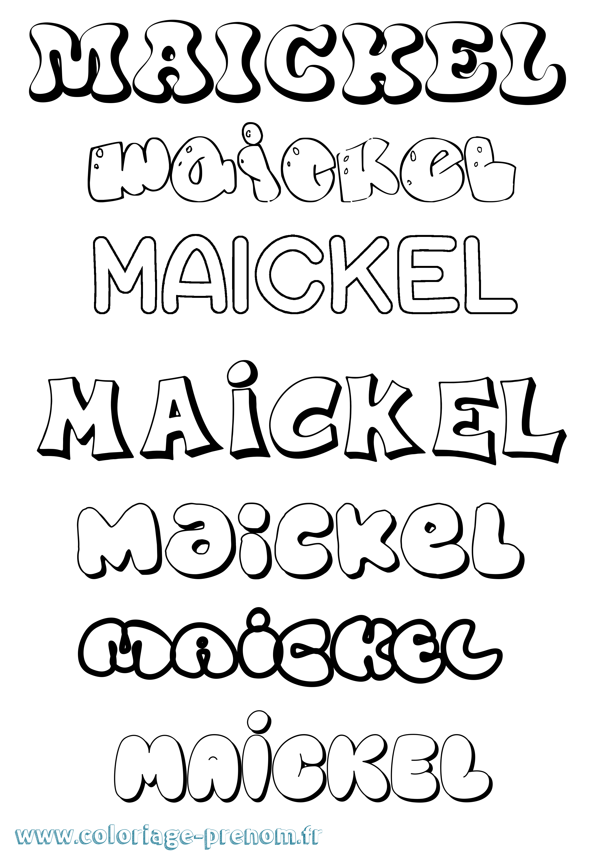Coloriage prénom Maickel Bubble