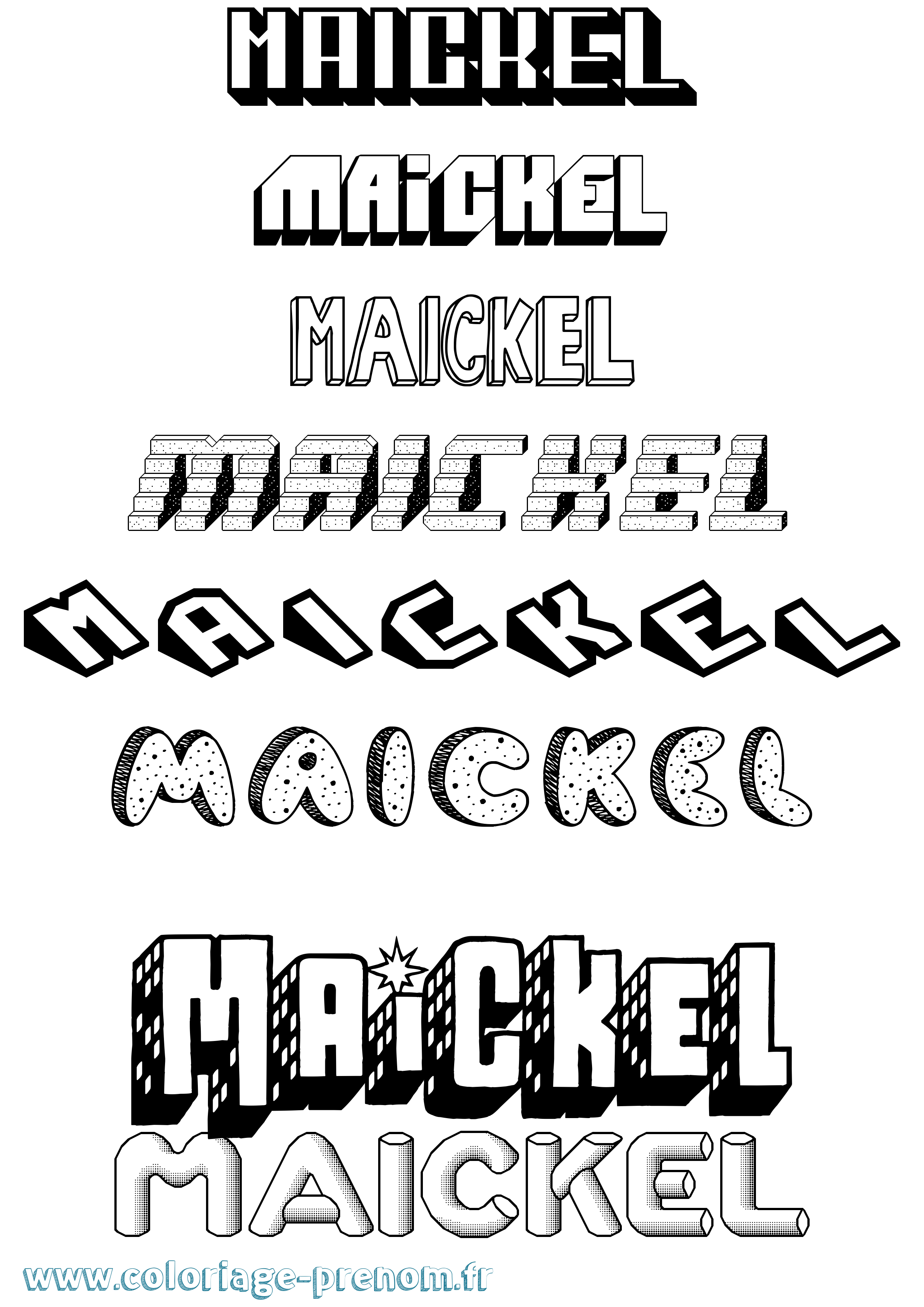 Coloriage prénom Maickel Effet 3D