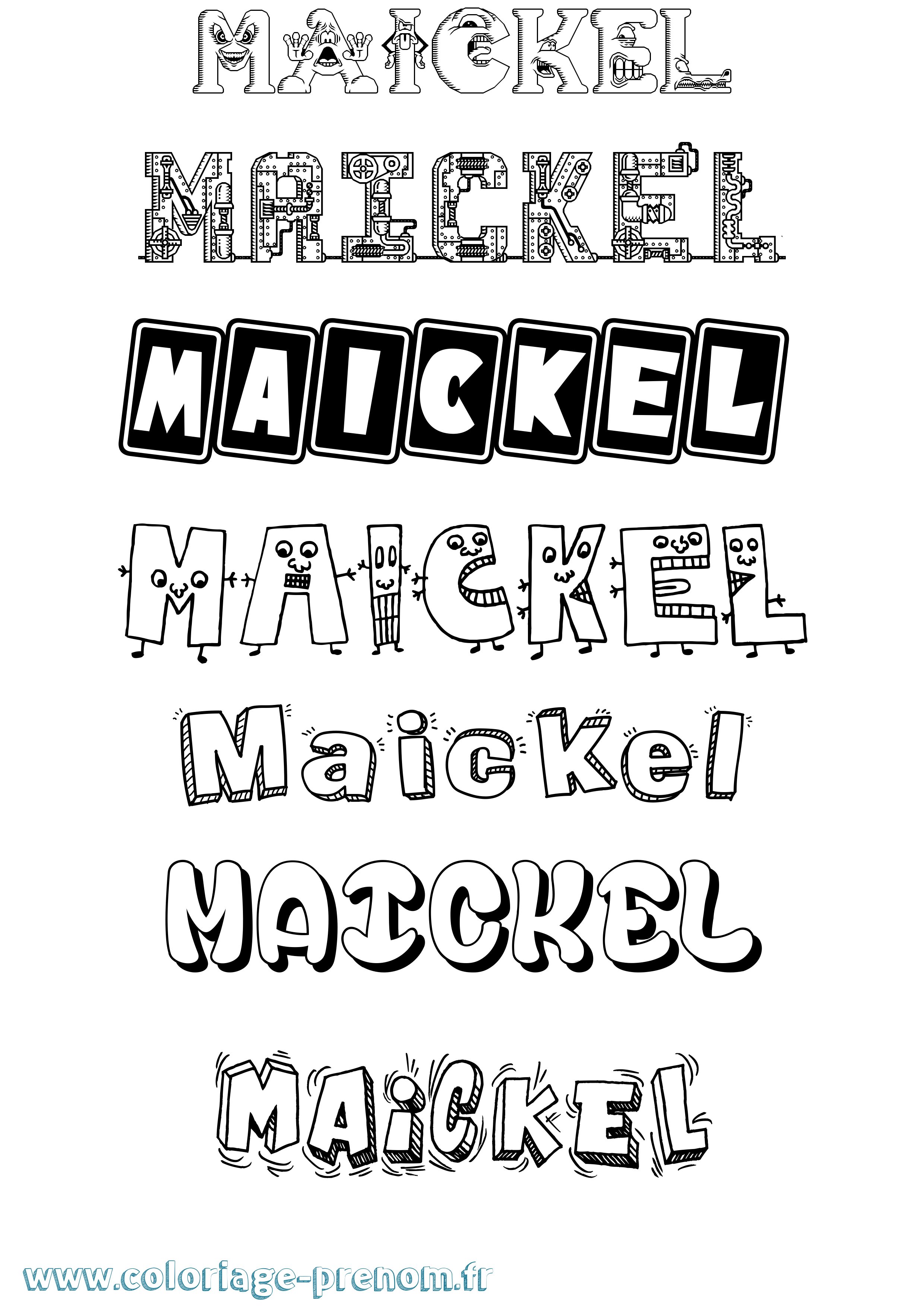 Coloriage prénom Maickel Fun
