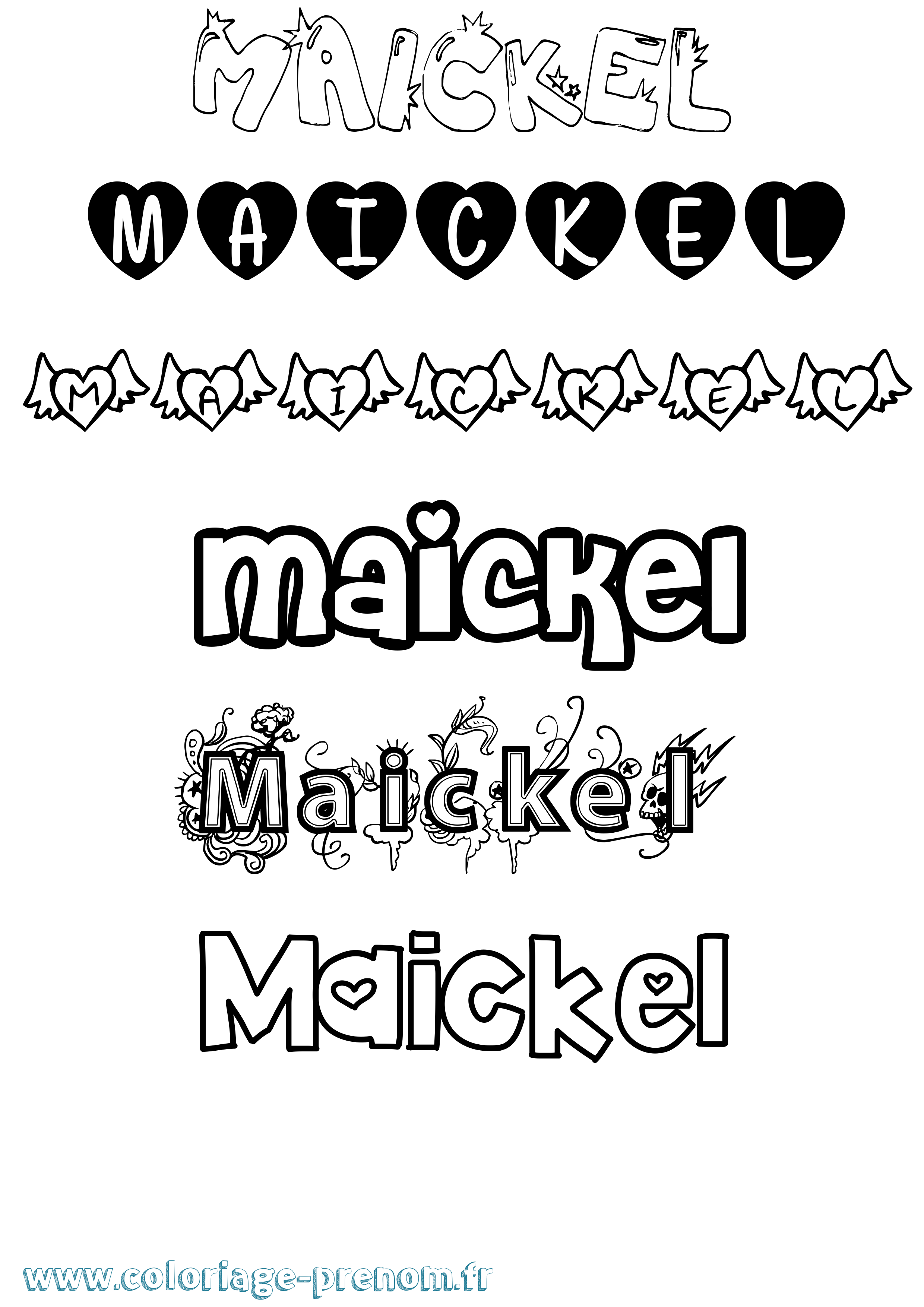 Coloriage prénom Maickel Girly