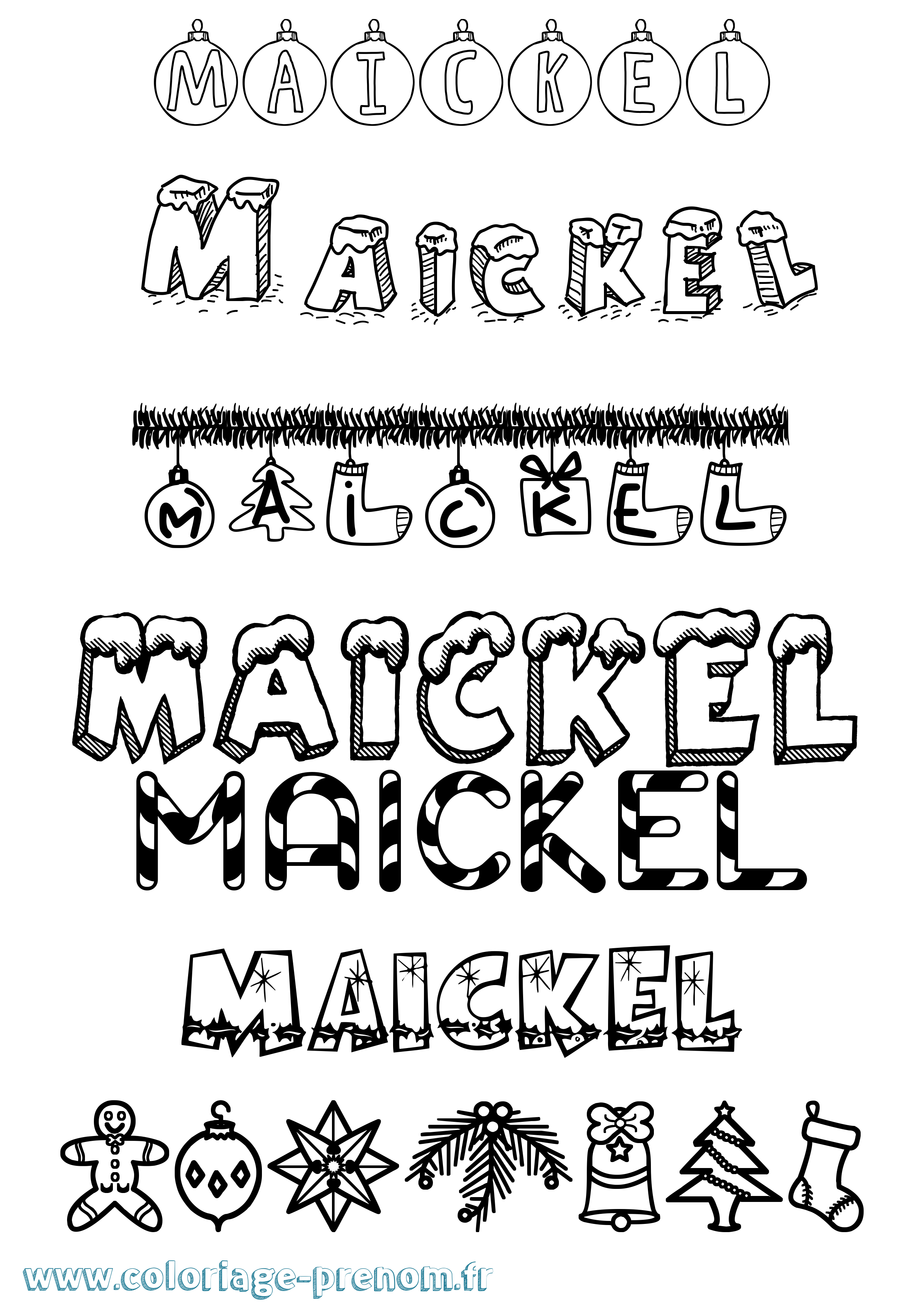 Coloriage prénom Maickel Noël