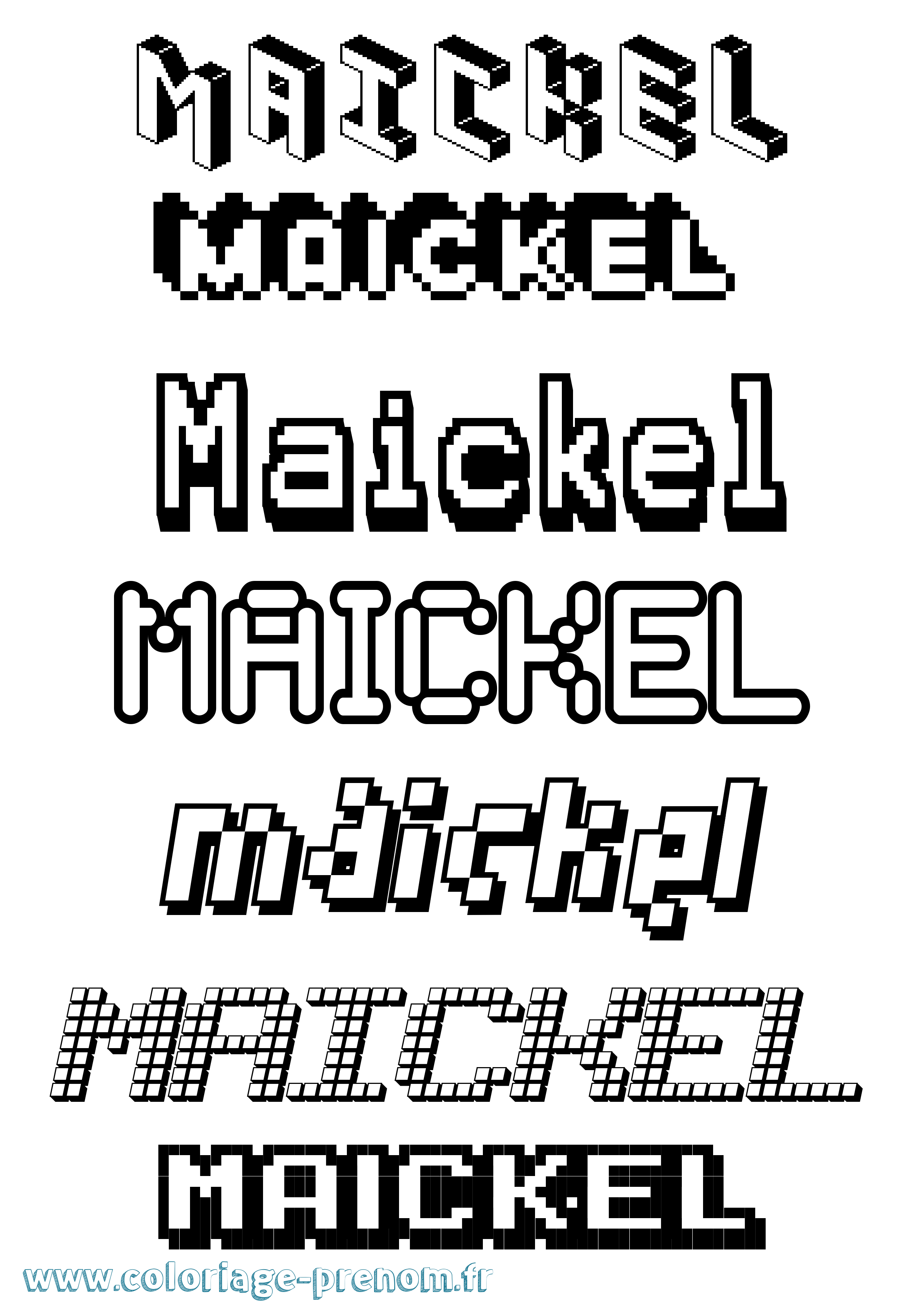 Coloriage prénom Maickel Pixel