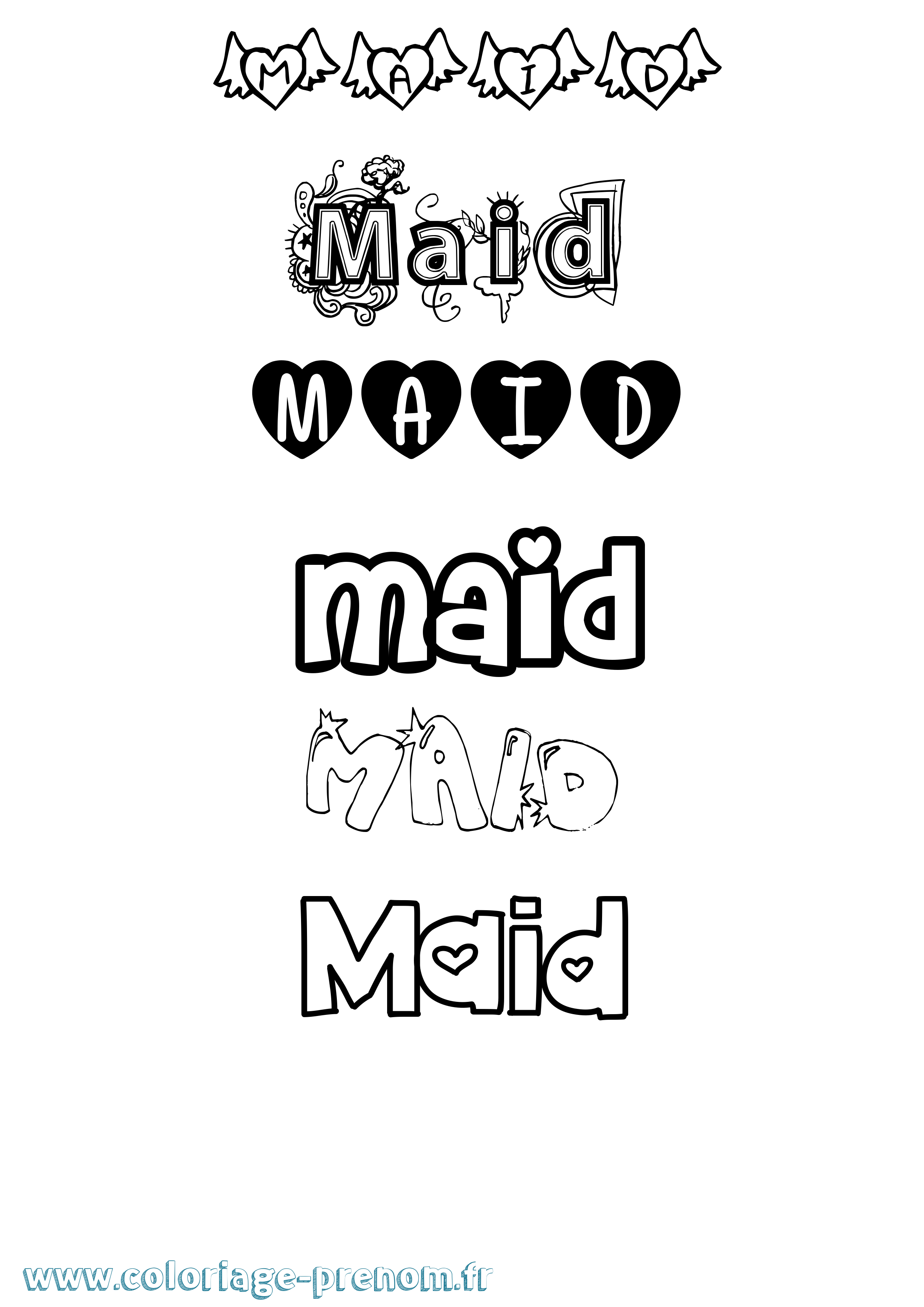 Coloriage prénom Maid Girly