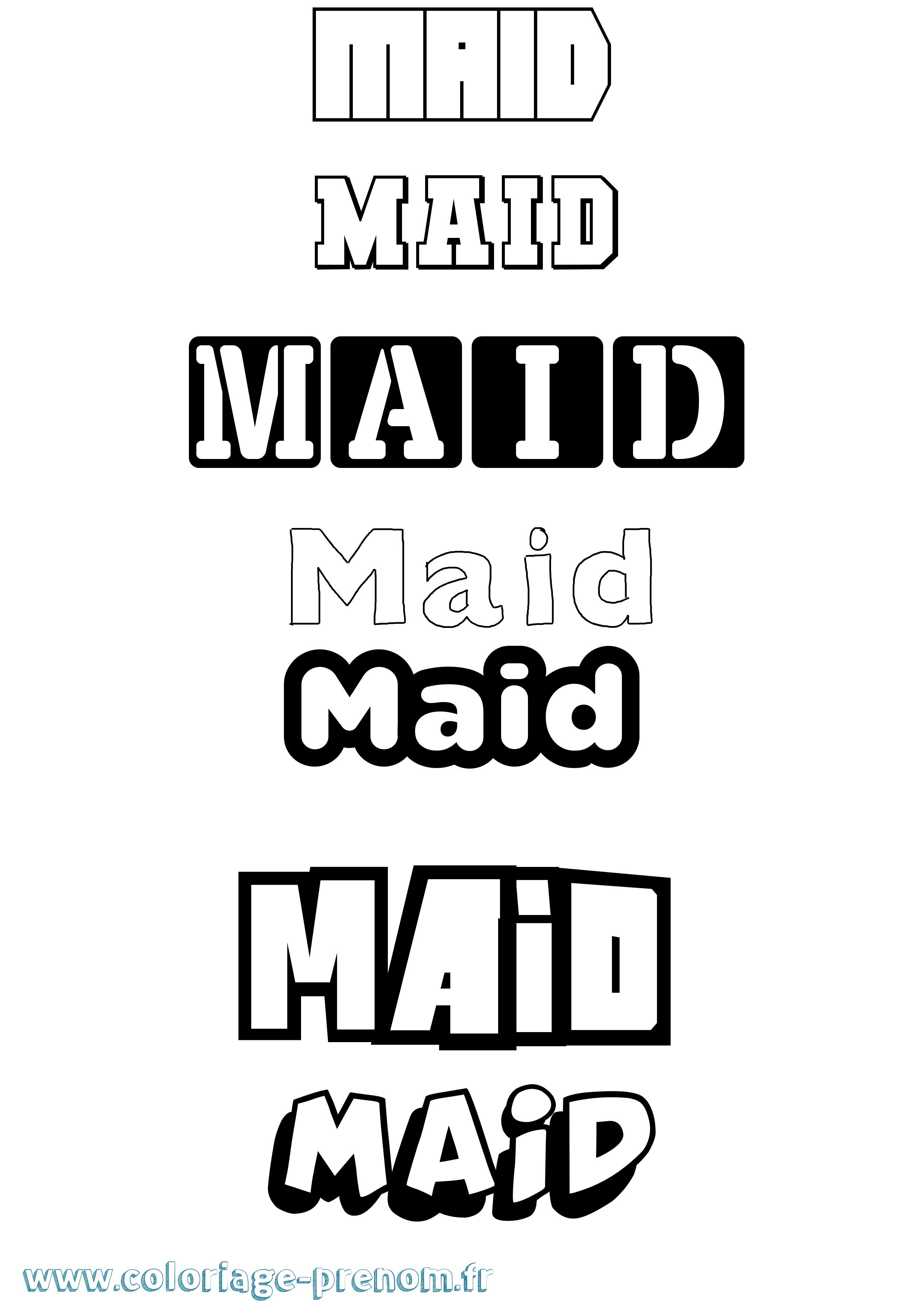 Coloriage prénom Maid Simple