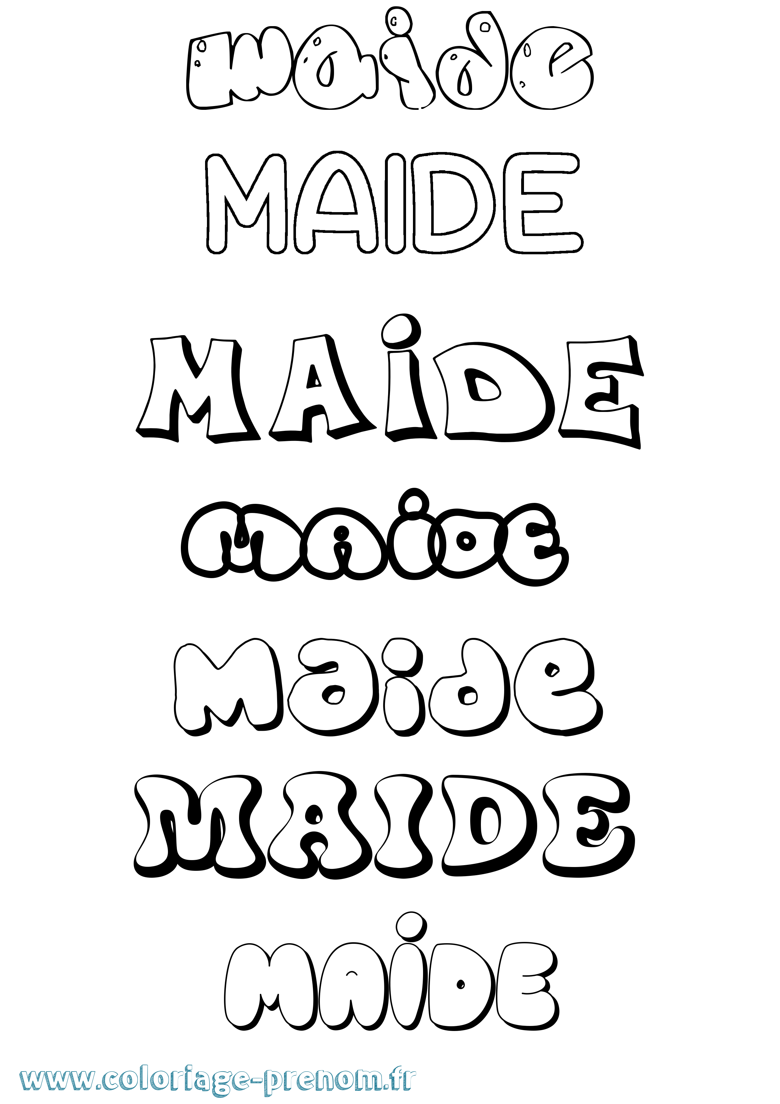 Coloriage prénom Maide Bubble