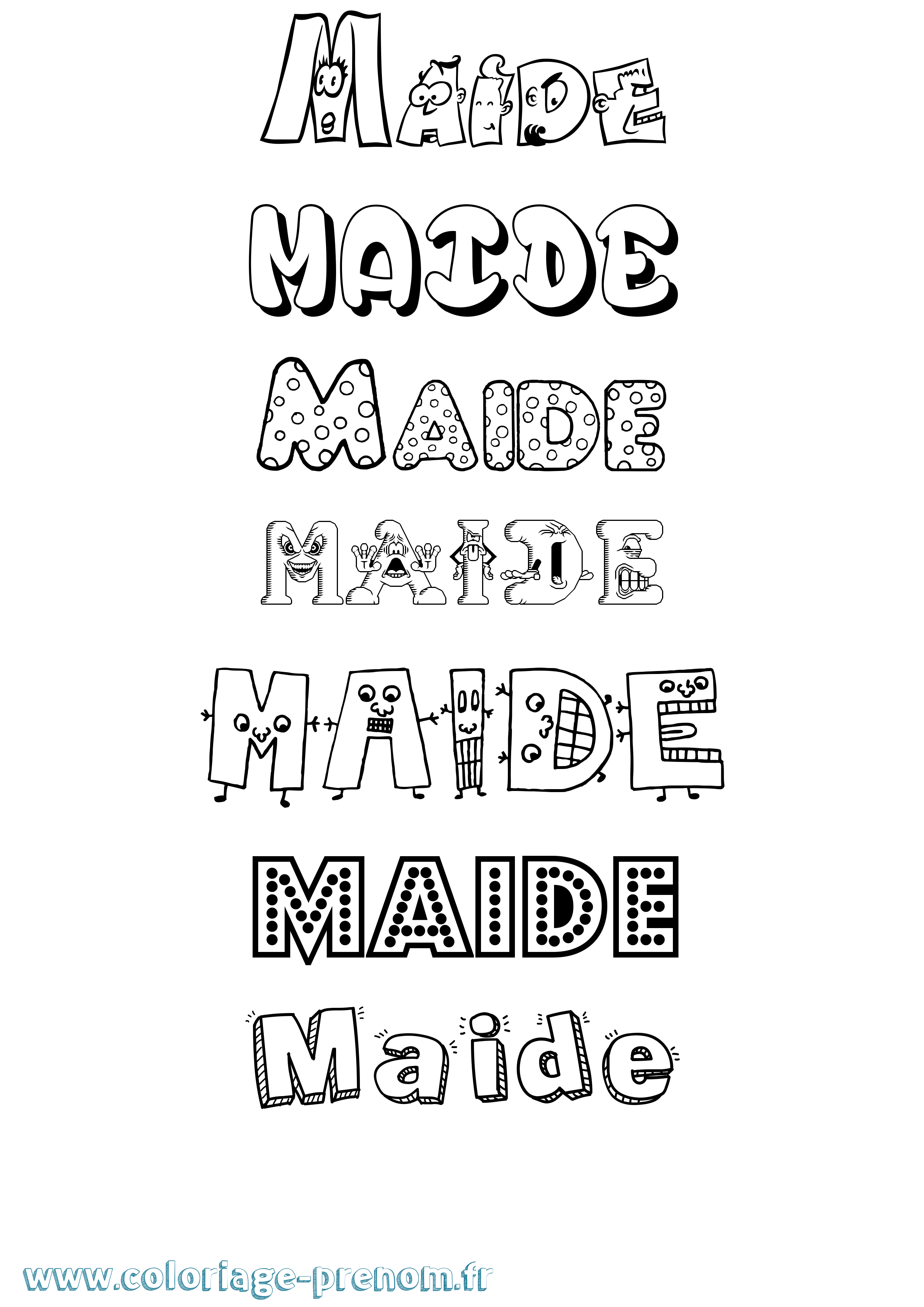 Coloriage prénom Maide Fun