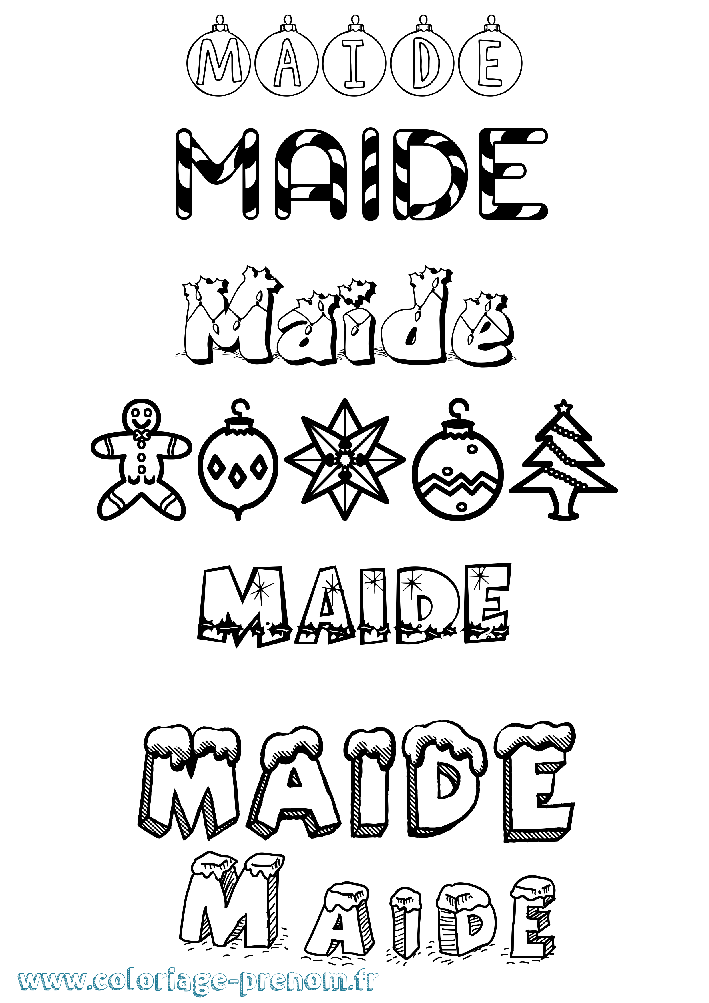 Coloriage prénom Maide Noël