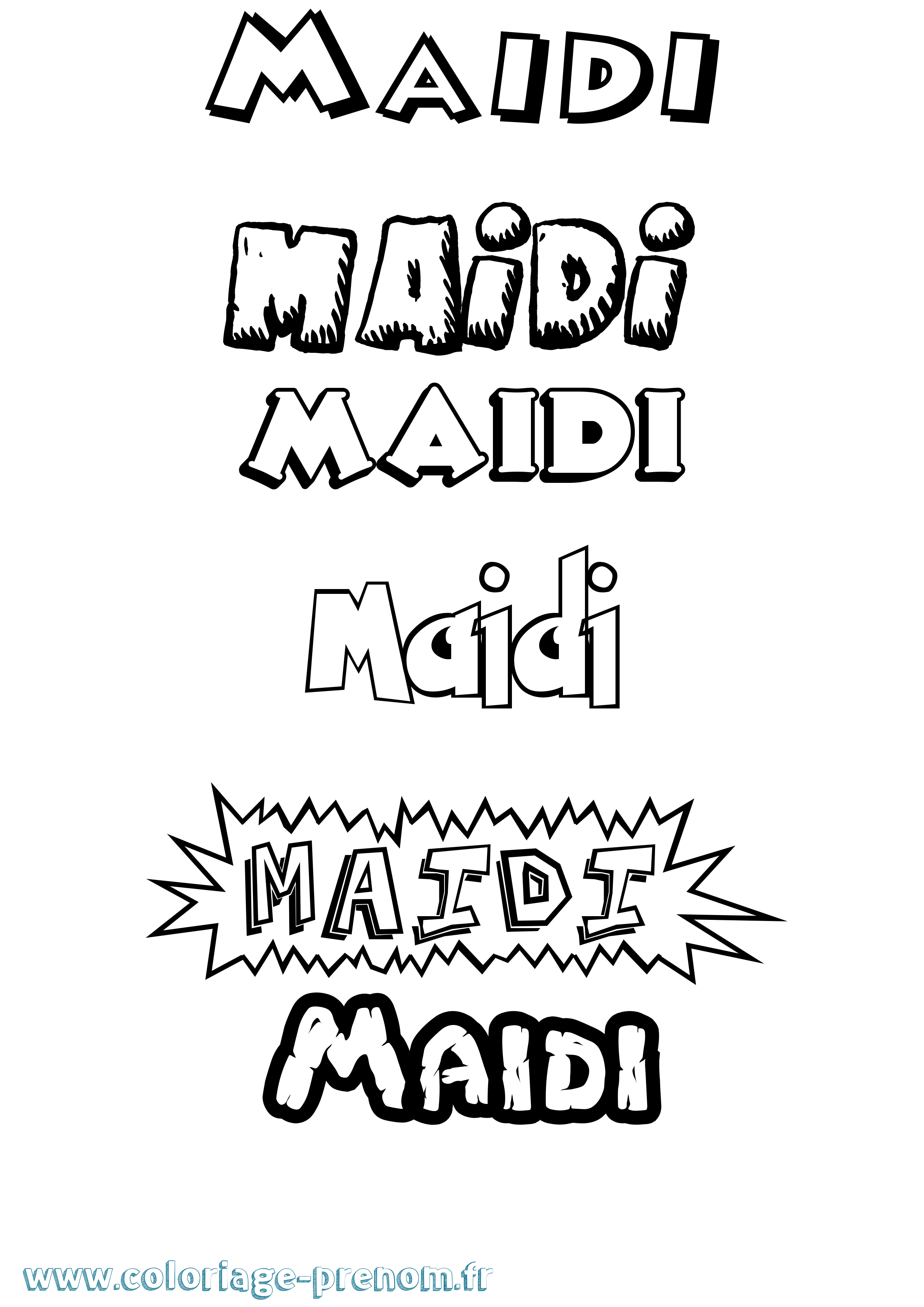 Coloriage prénom Maidi Dessin Animé