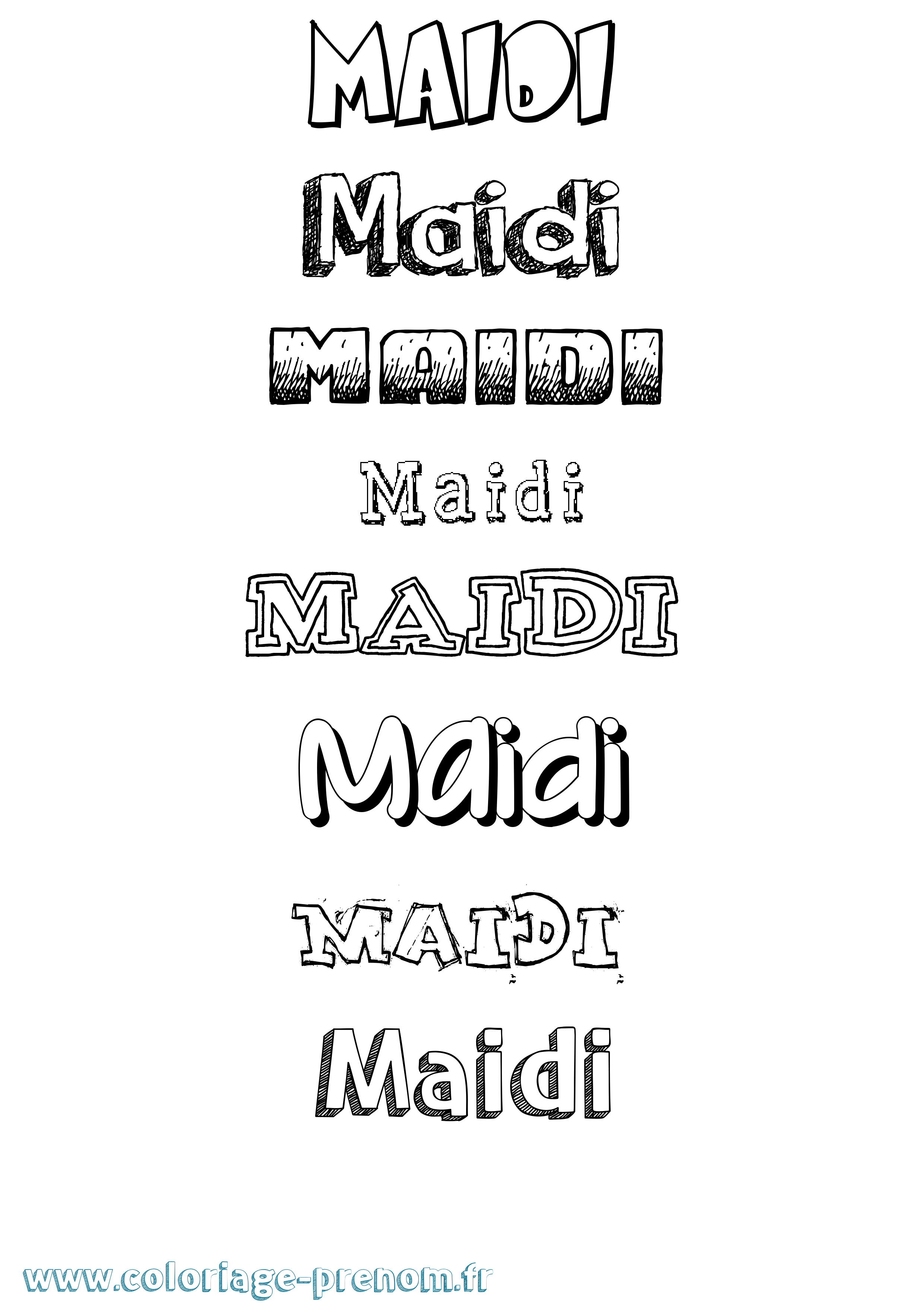 Coloriage prénom Maidi Dessiné