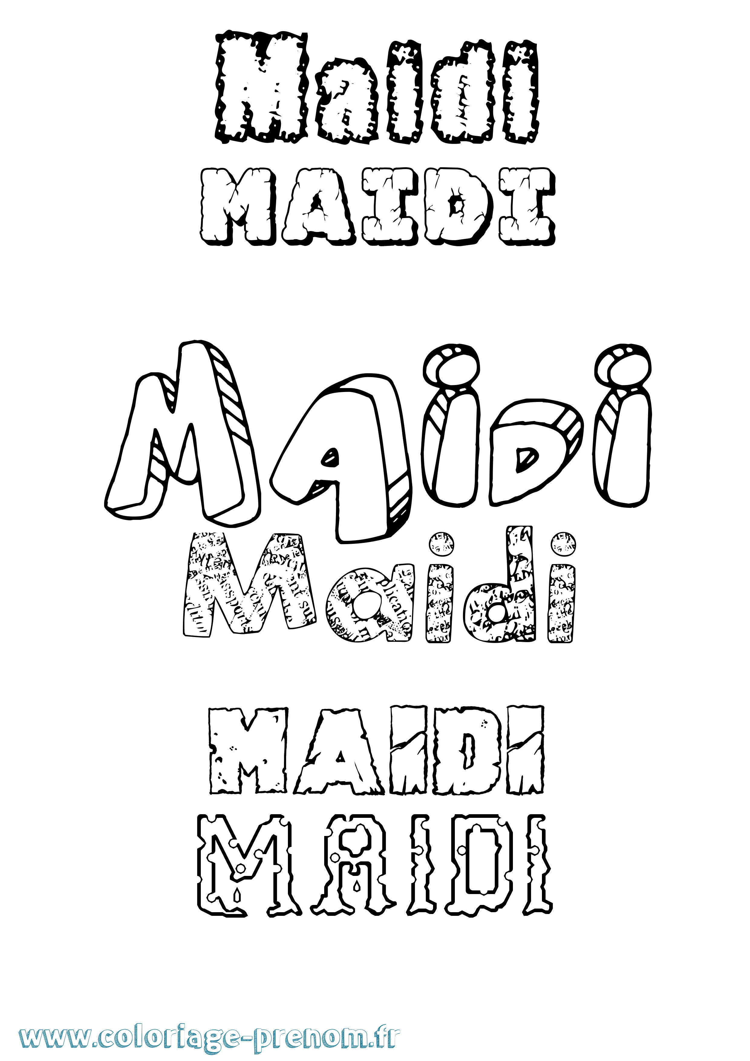Coloriage prénom Maidi Destructuré