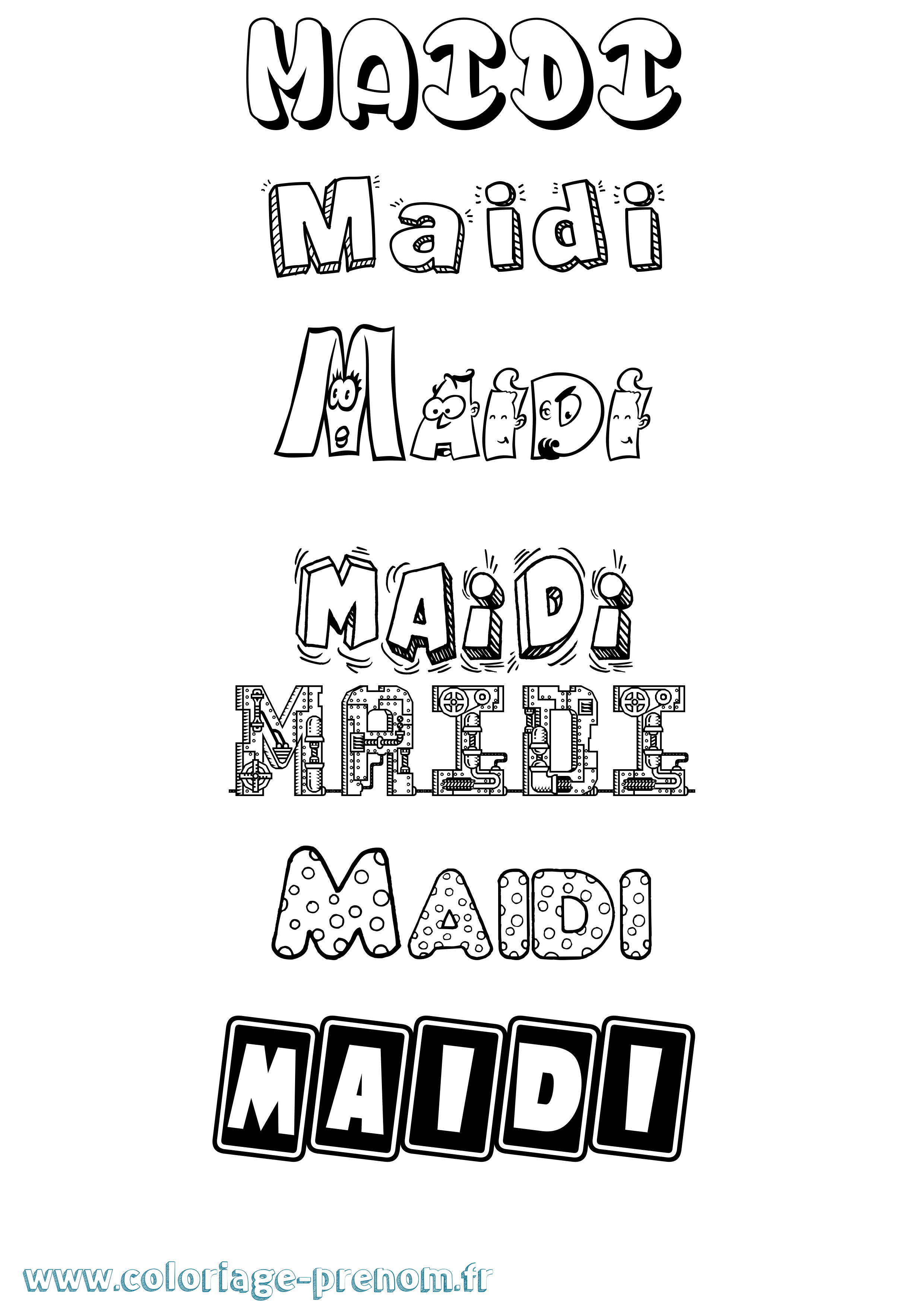 Coloriage prénom Maidi Fun
