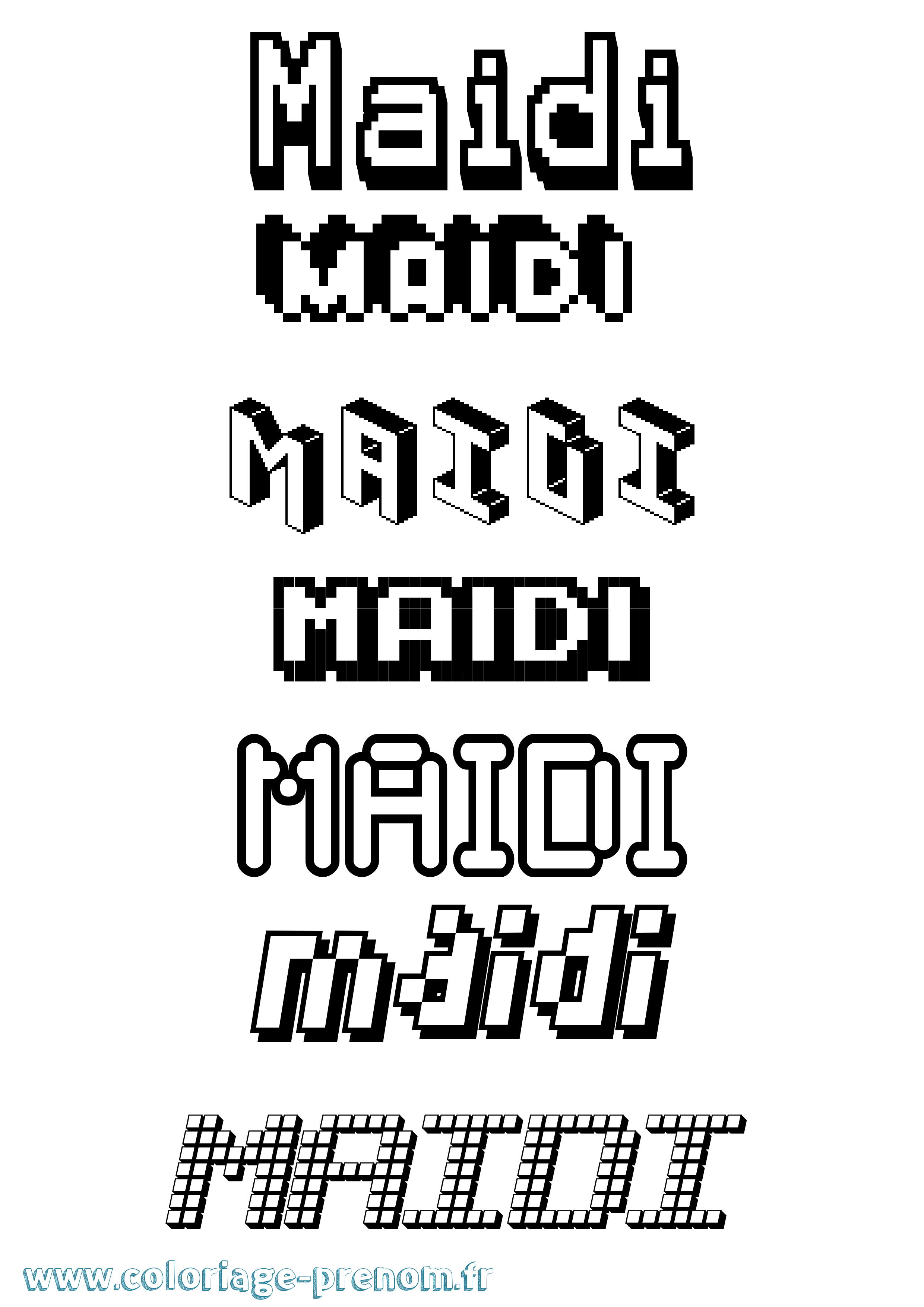Coloriage prénom Maidi Pixel