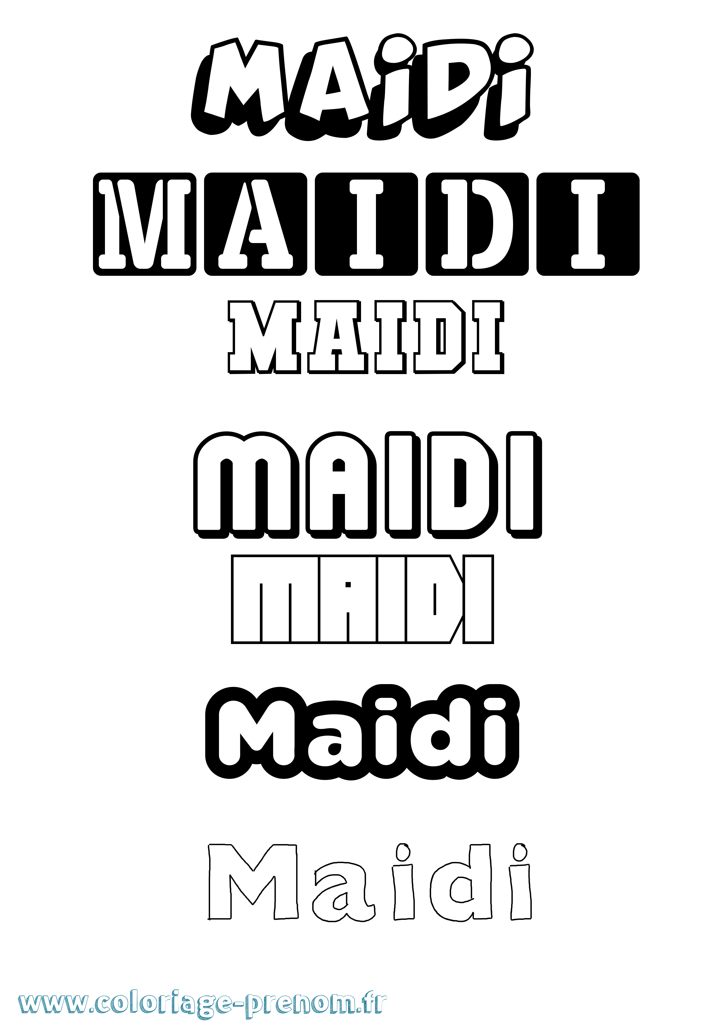 Coloriage prénom Maidi Simple