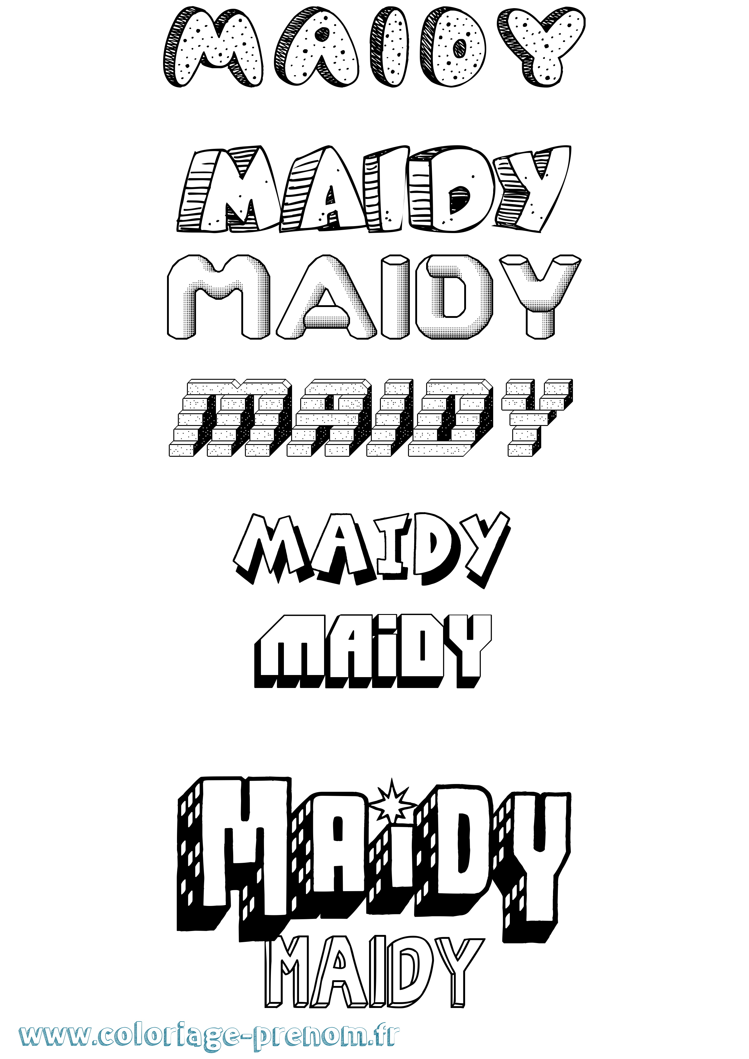 Coloriage prénom Maidy Effet 3D