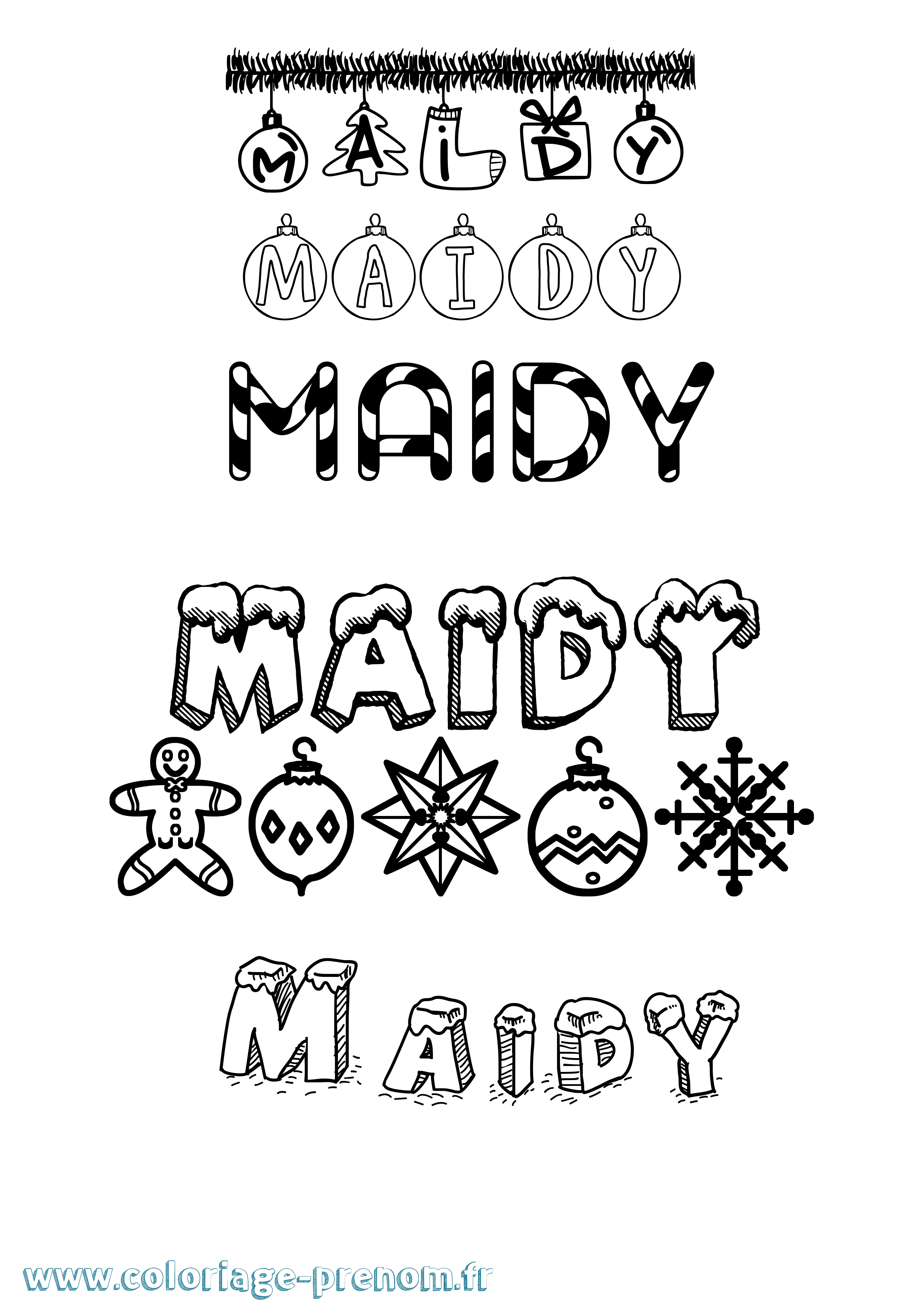 Coloriage prénom Maidy Noël