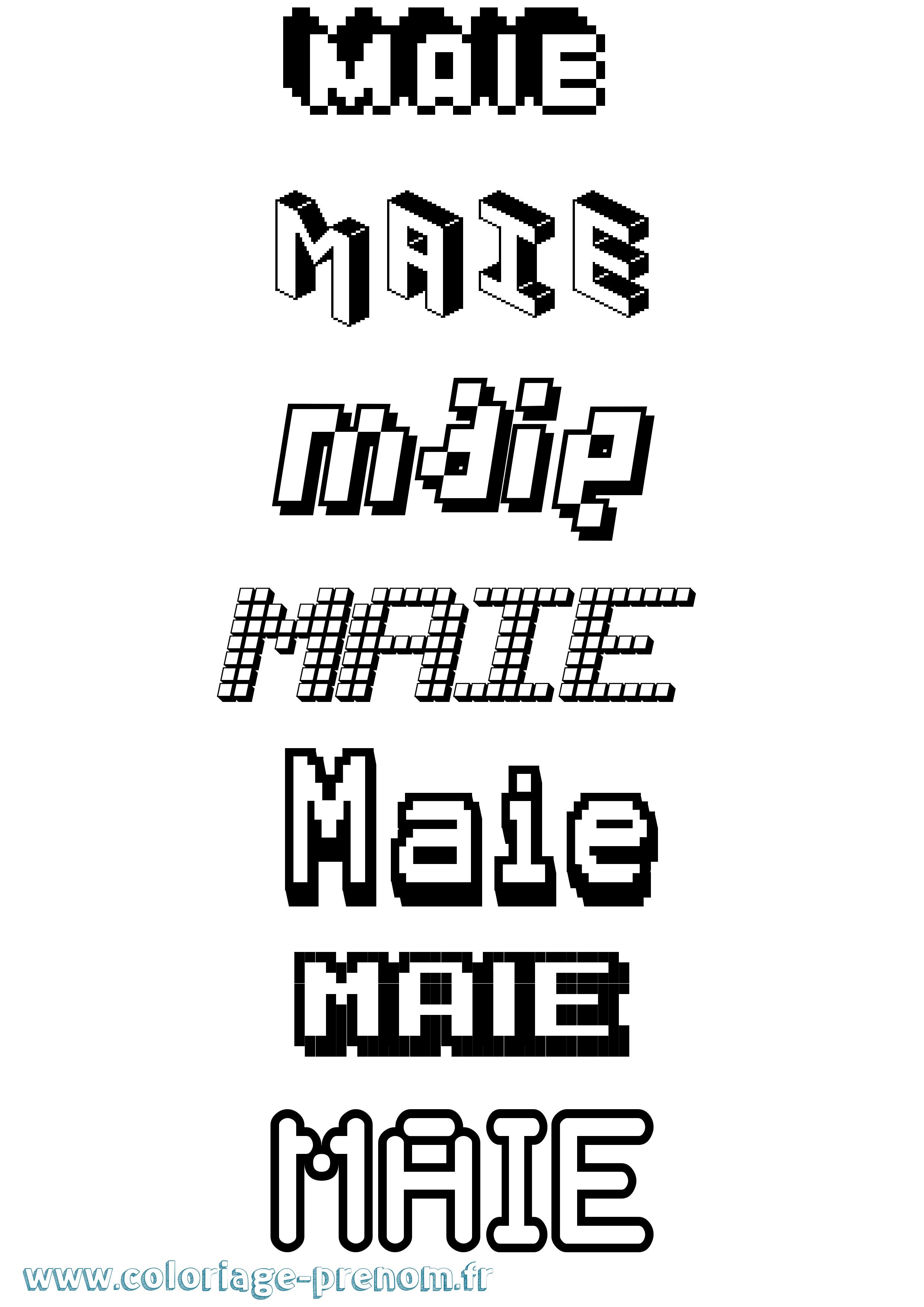 Coloriage prénom Maie Pixel