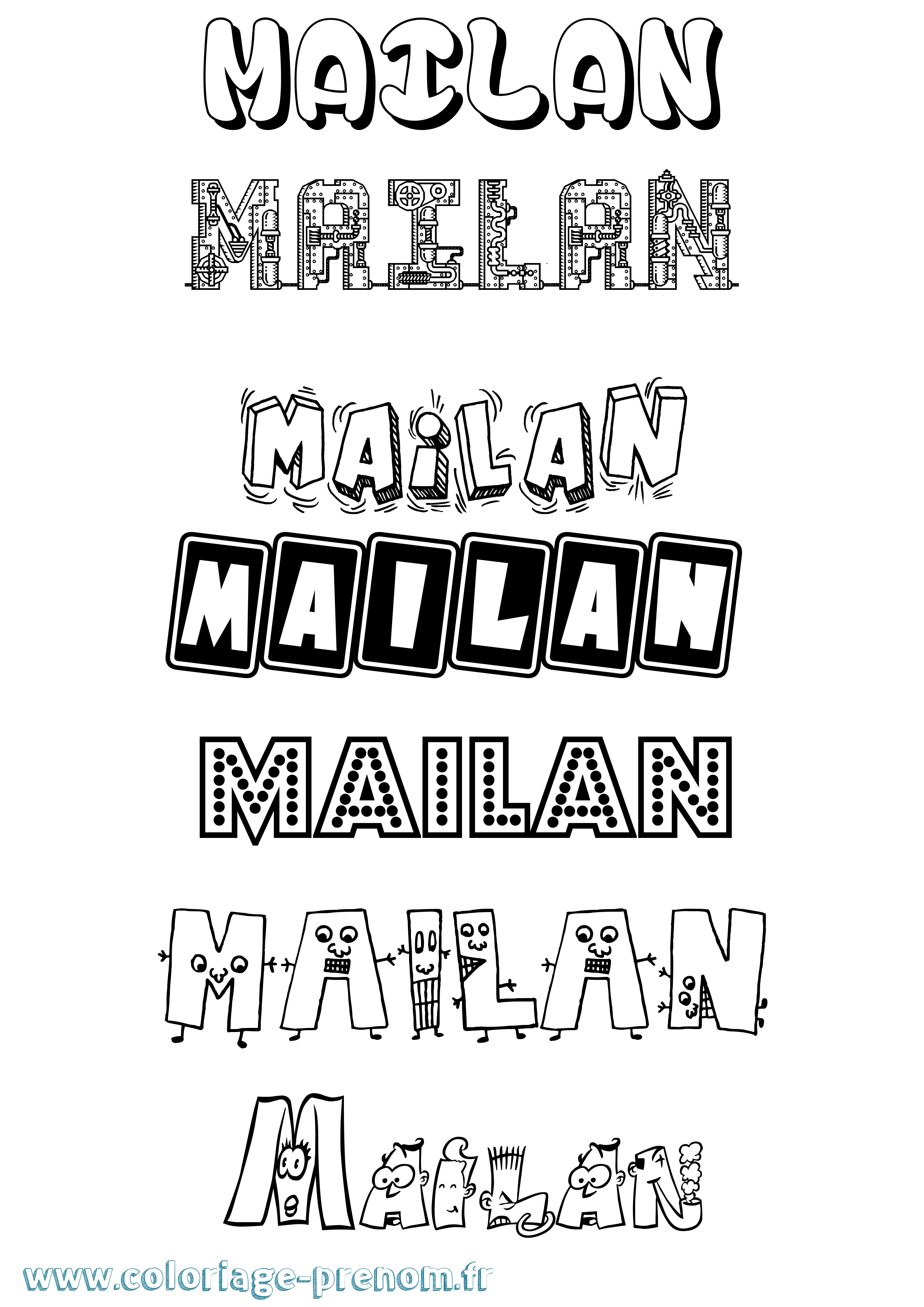 Coloriage prénom Mailan Fun