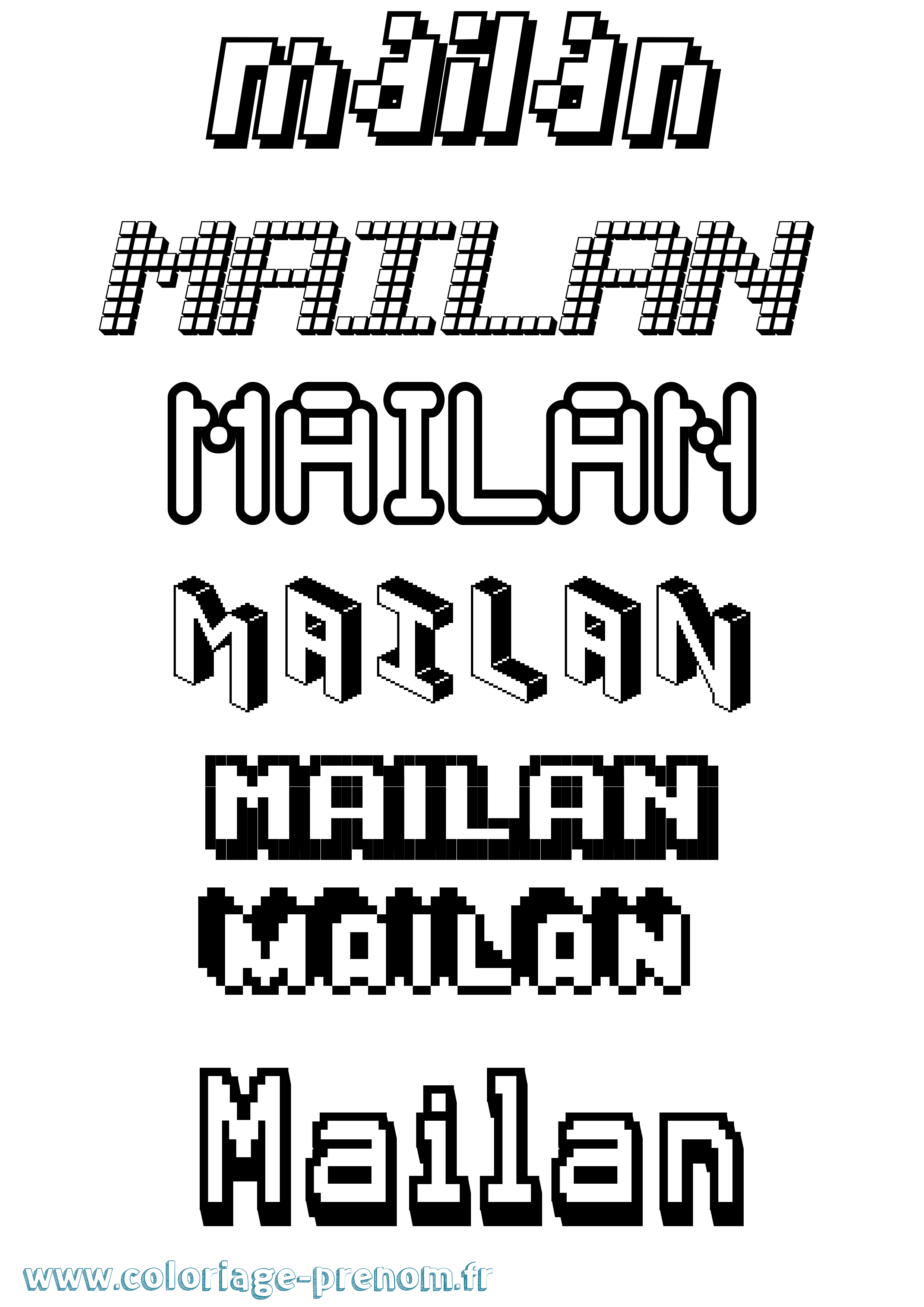 Coloriage prénom Mailan Pixel