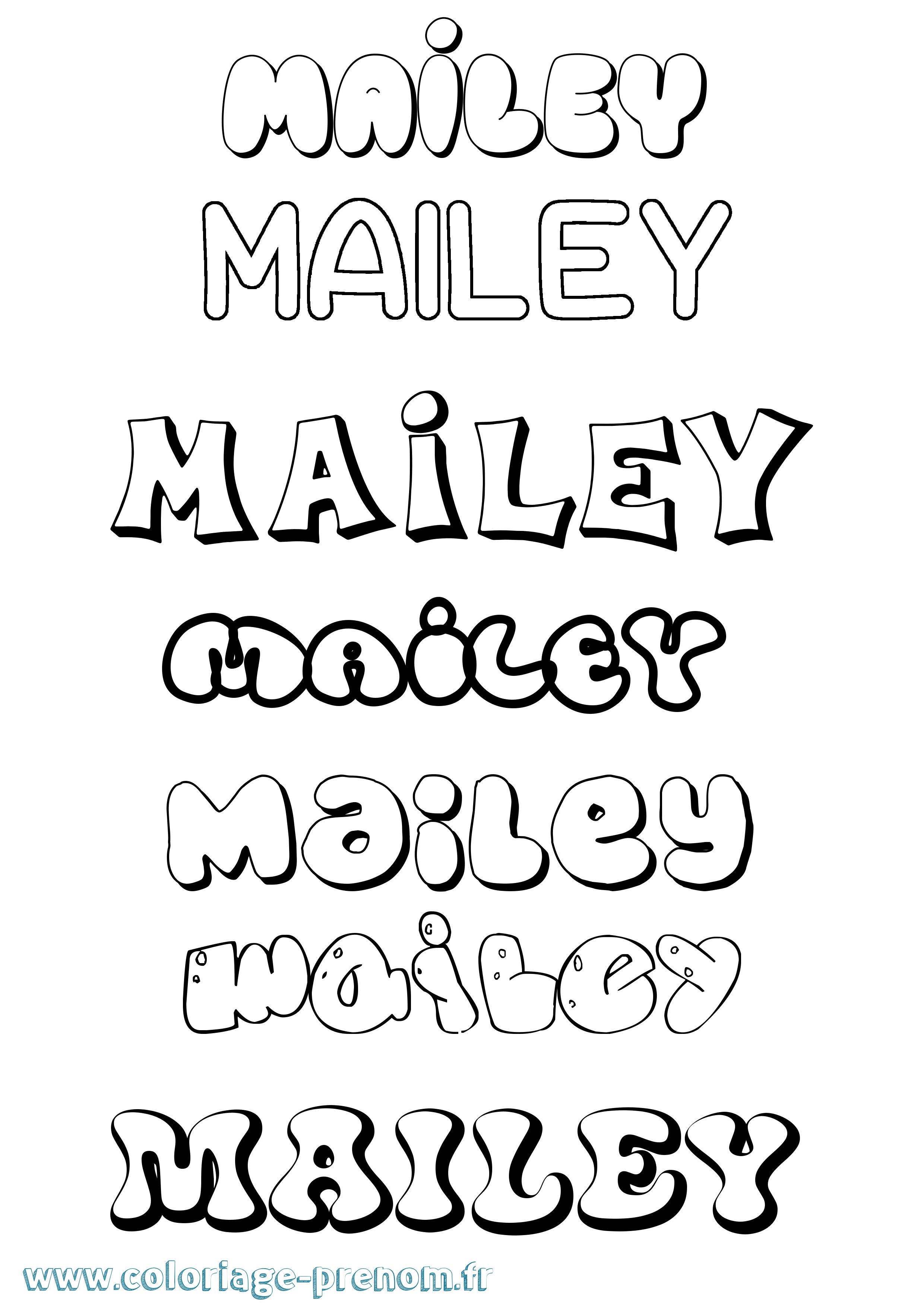 Coloriage prénom Mailey Bubble