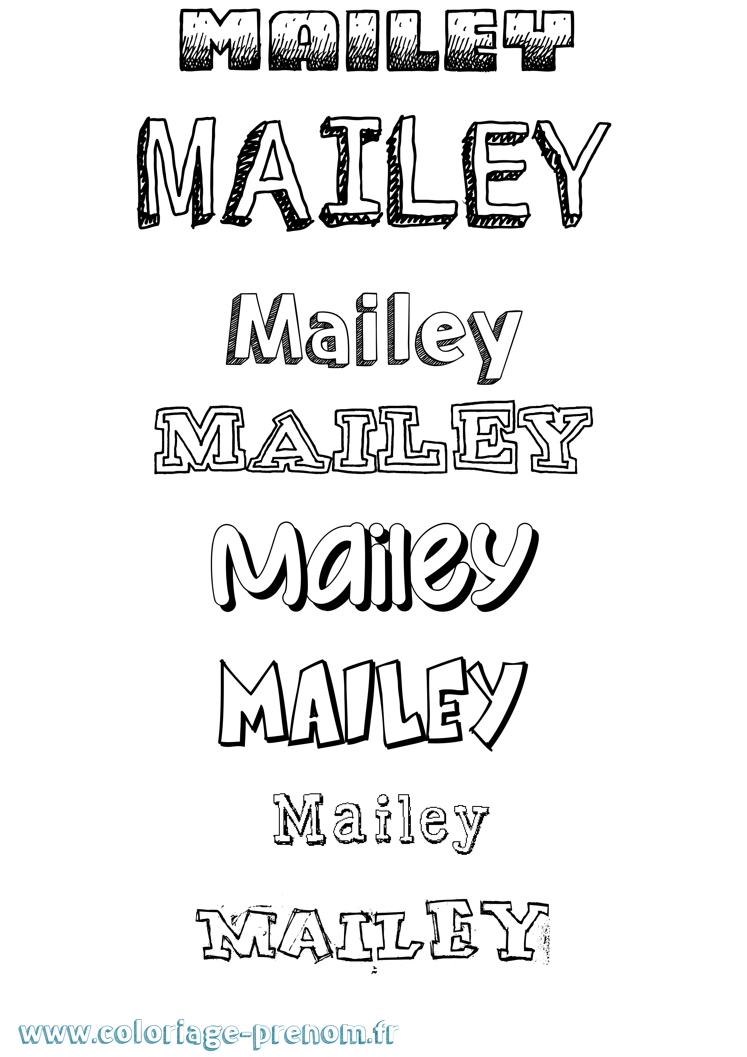 Coloriage prénom Mailey Dessiné