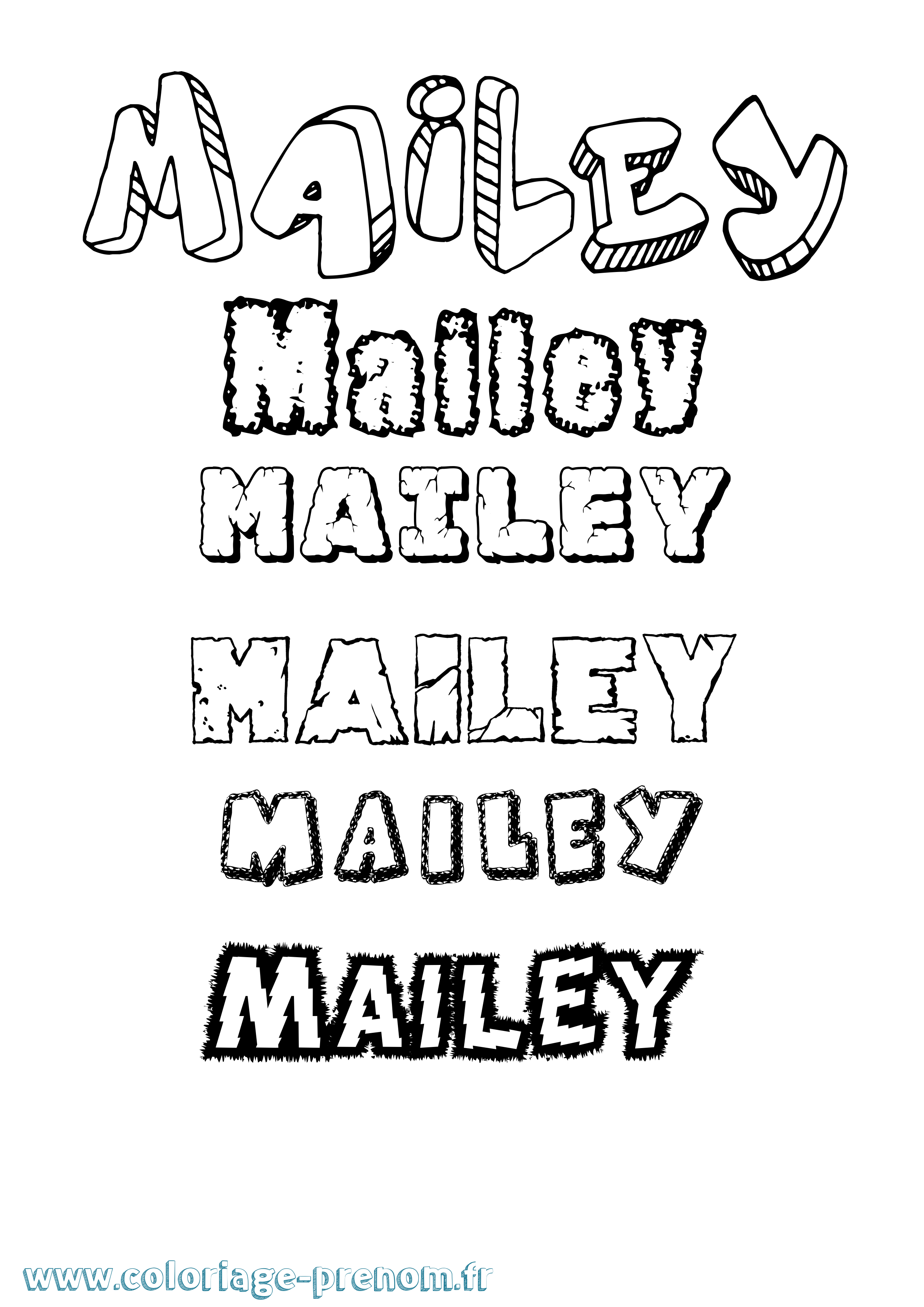 Coloriage prénom Mailey Destructuré