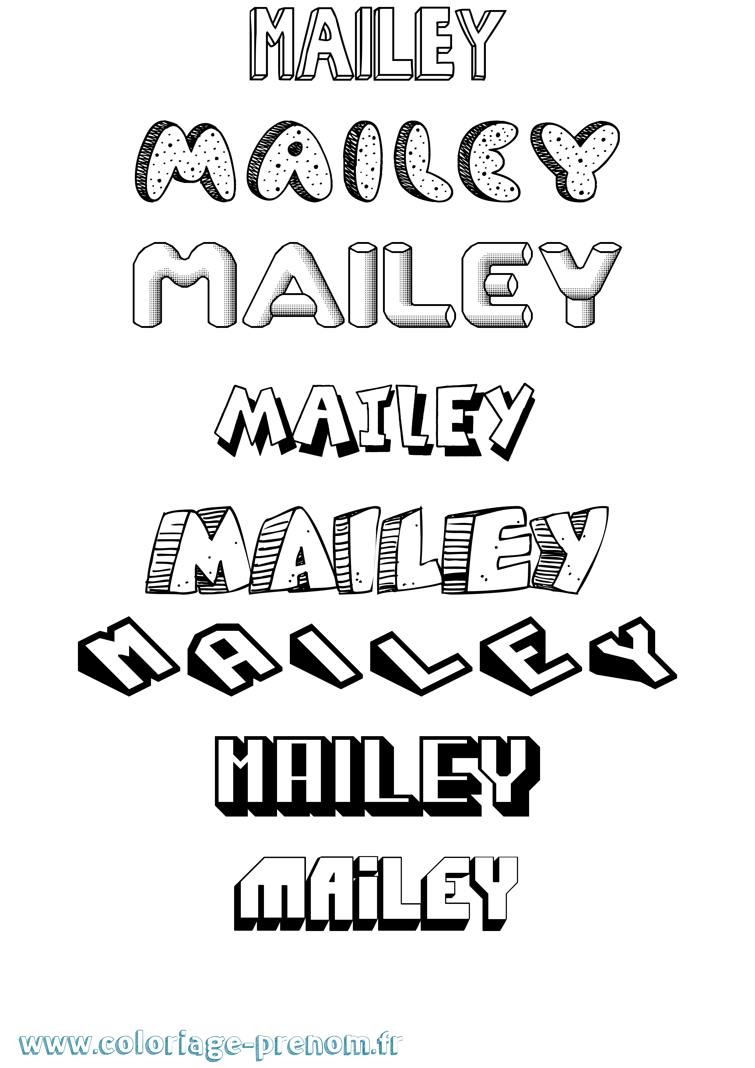Coloriage prénom Mailey Effet 3D