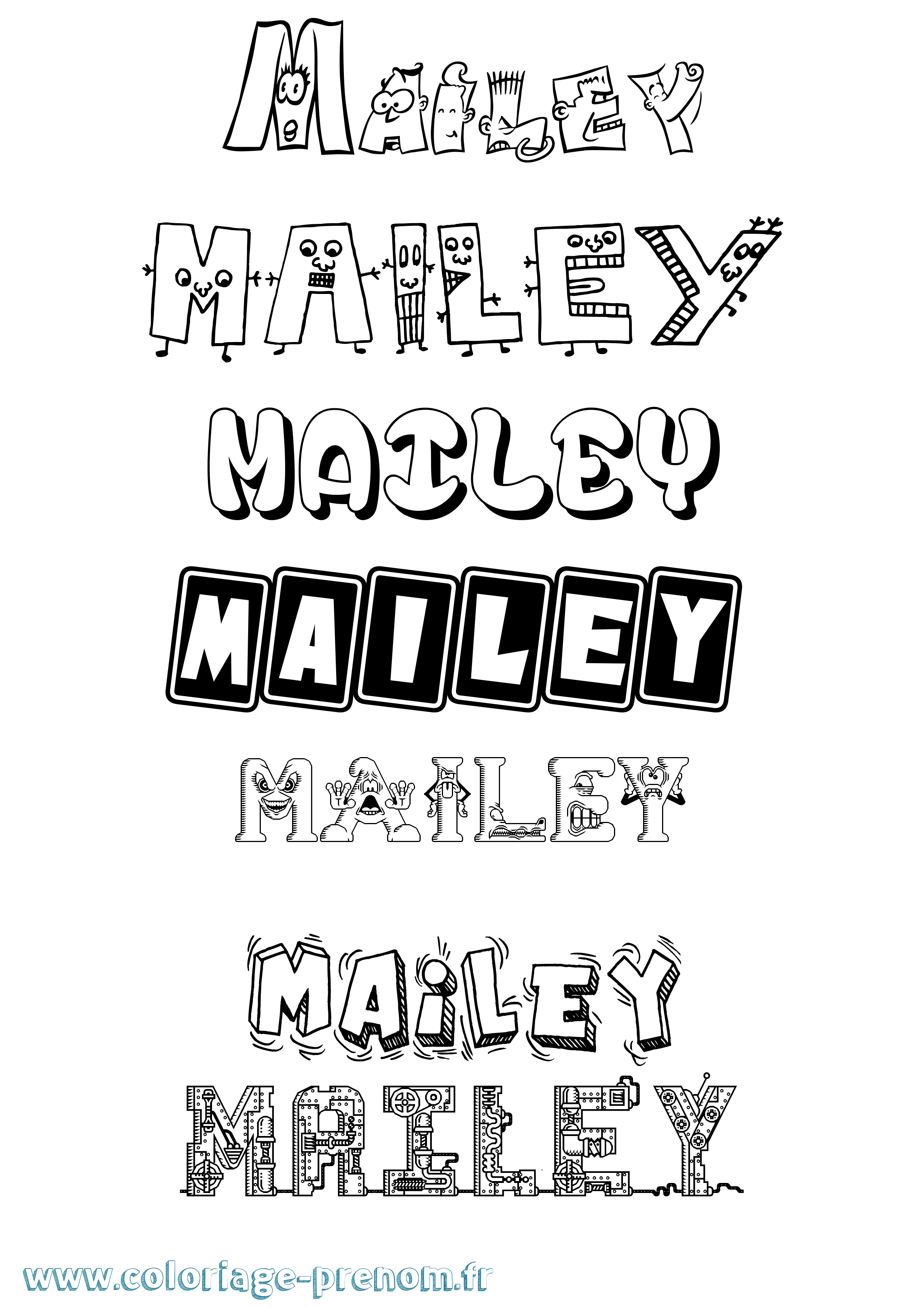 Coloriage prénom Mailey Fun