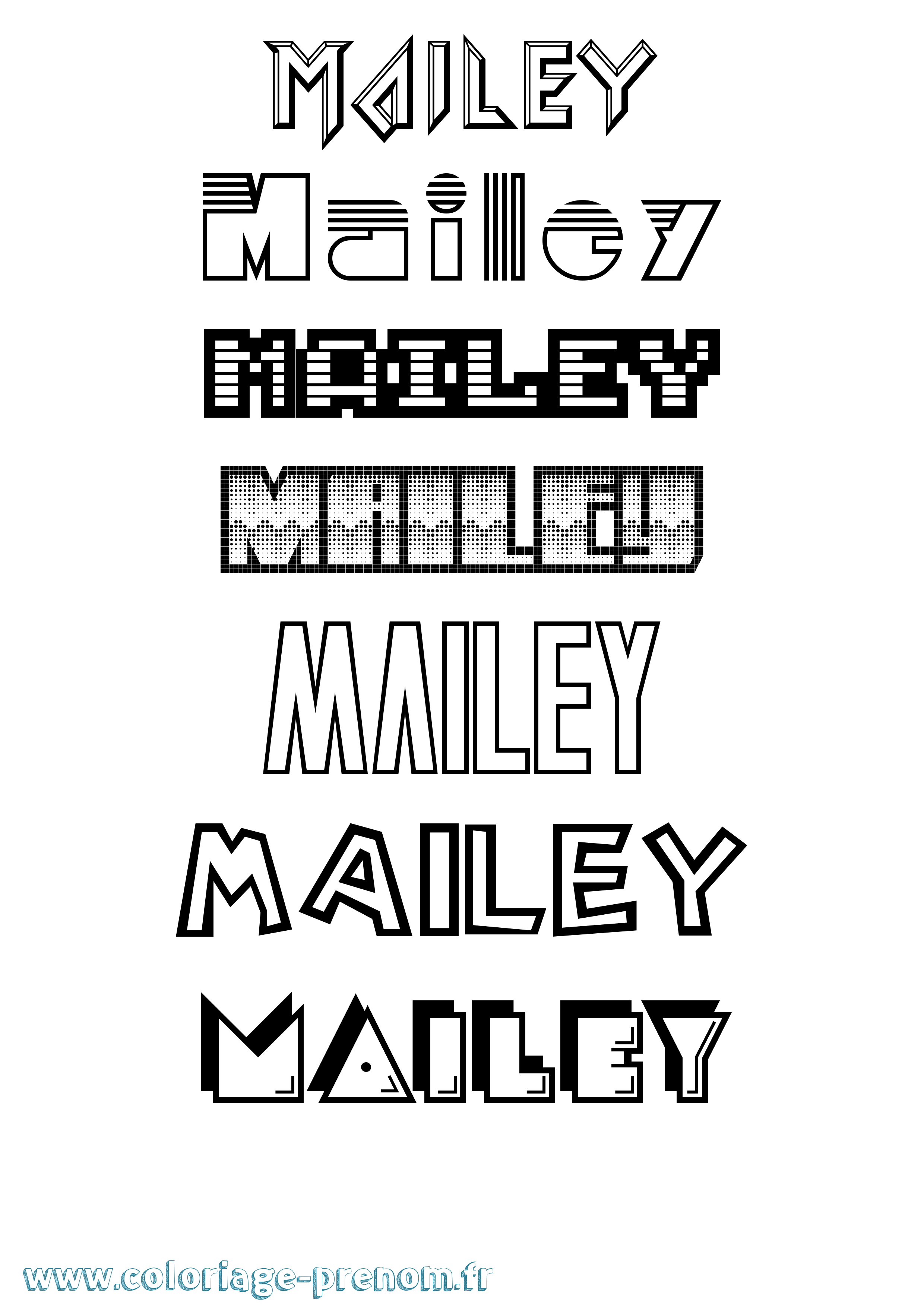 Coloriage prénom Mailey Jeux Vidéos