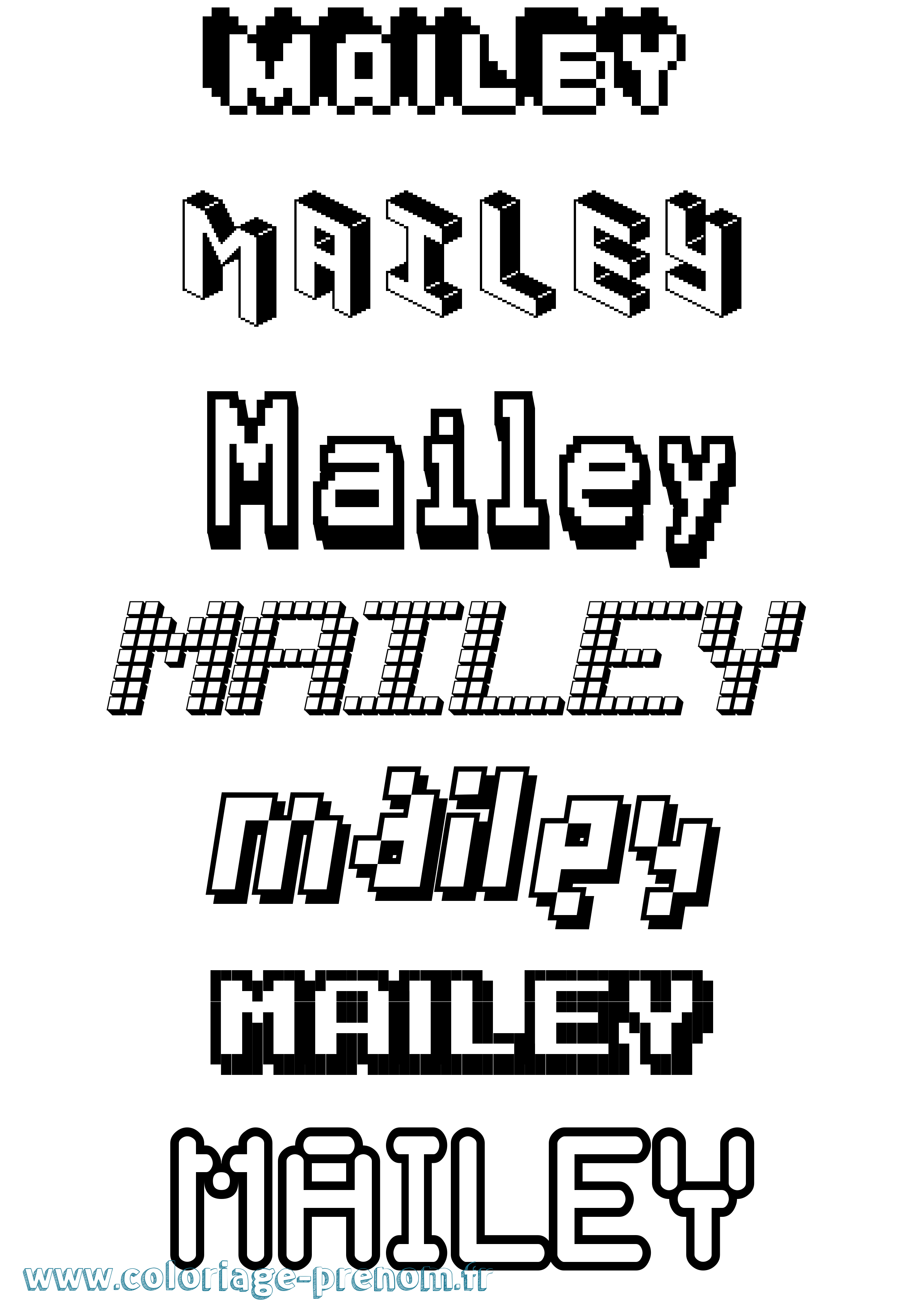 Coloriage prénom Mailey Pixel