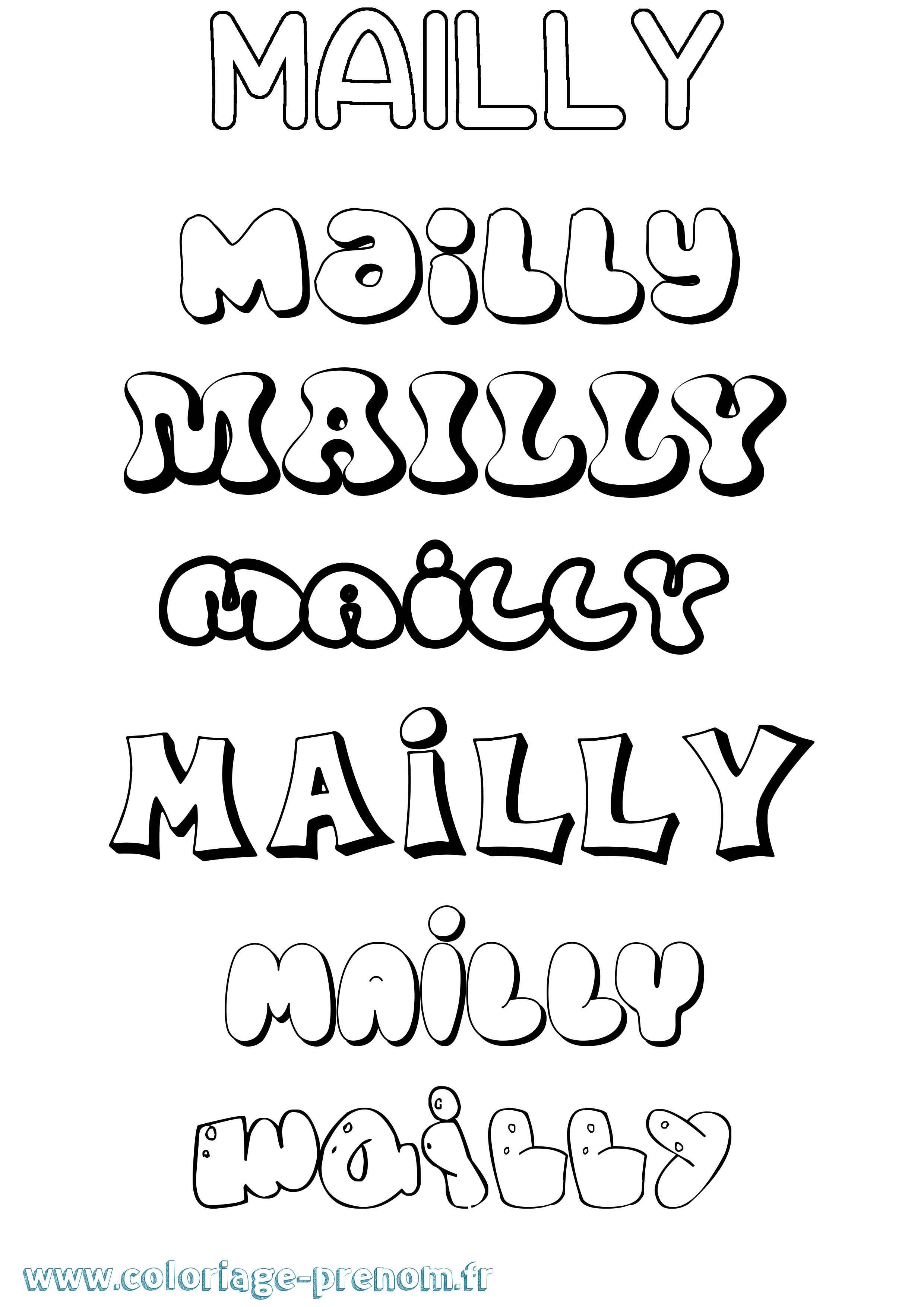 Coloriage prénom Mailly Bubble