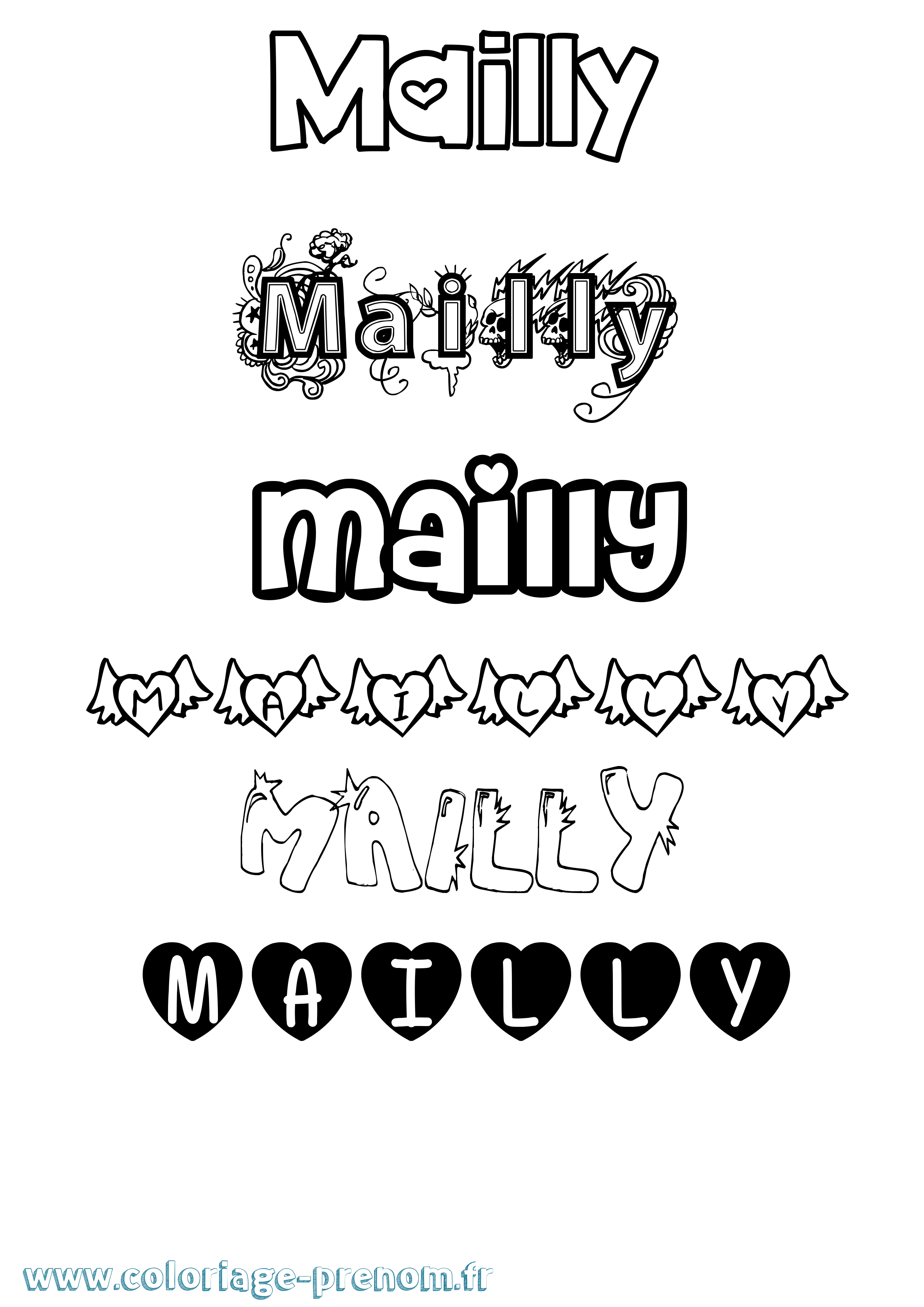 Coloriage prénom Mailly Girly