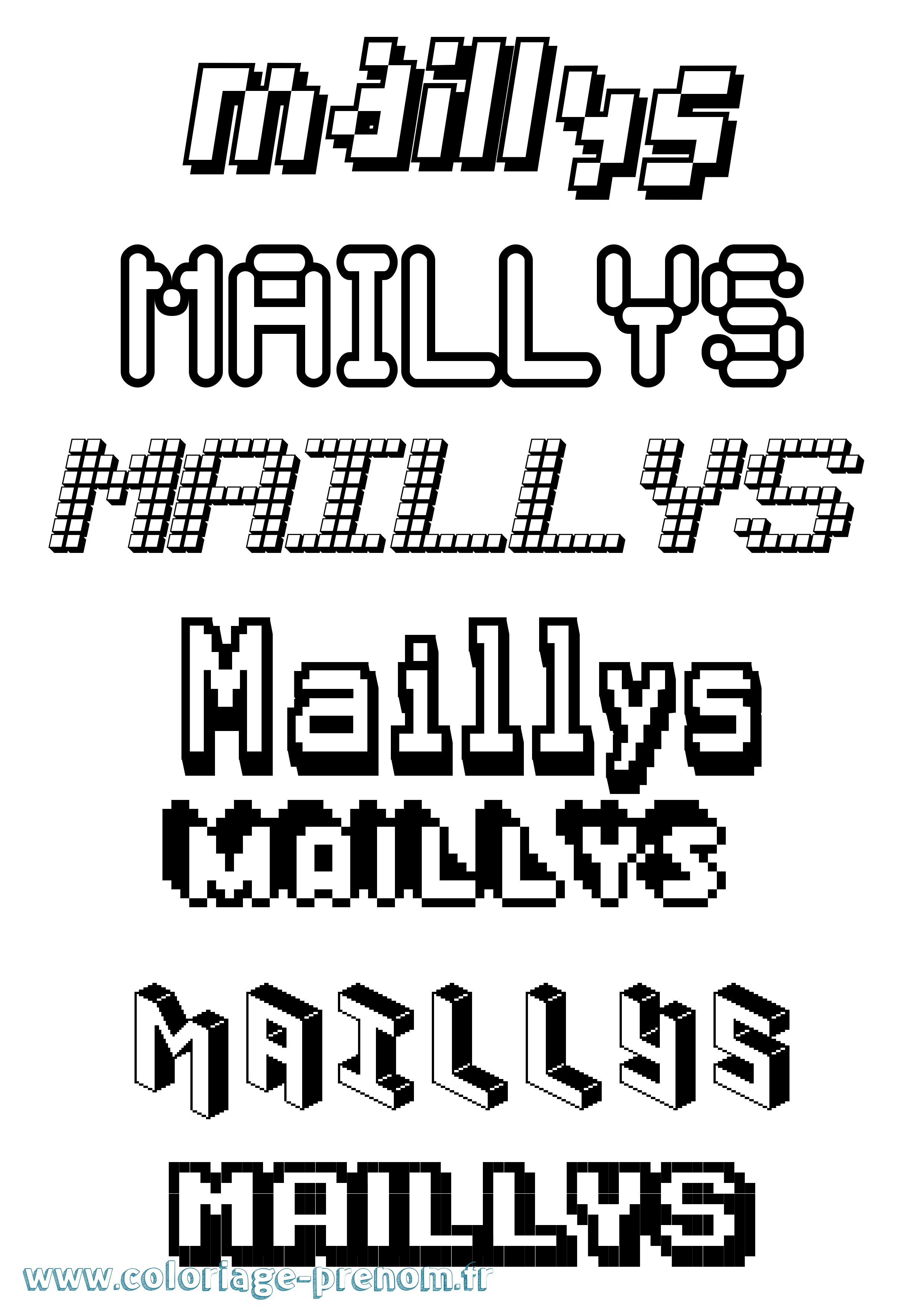 Coloriage prénom Maillys Pixel