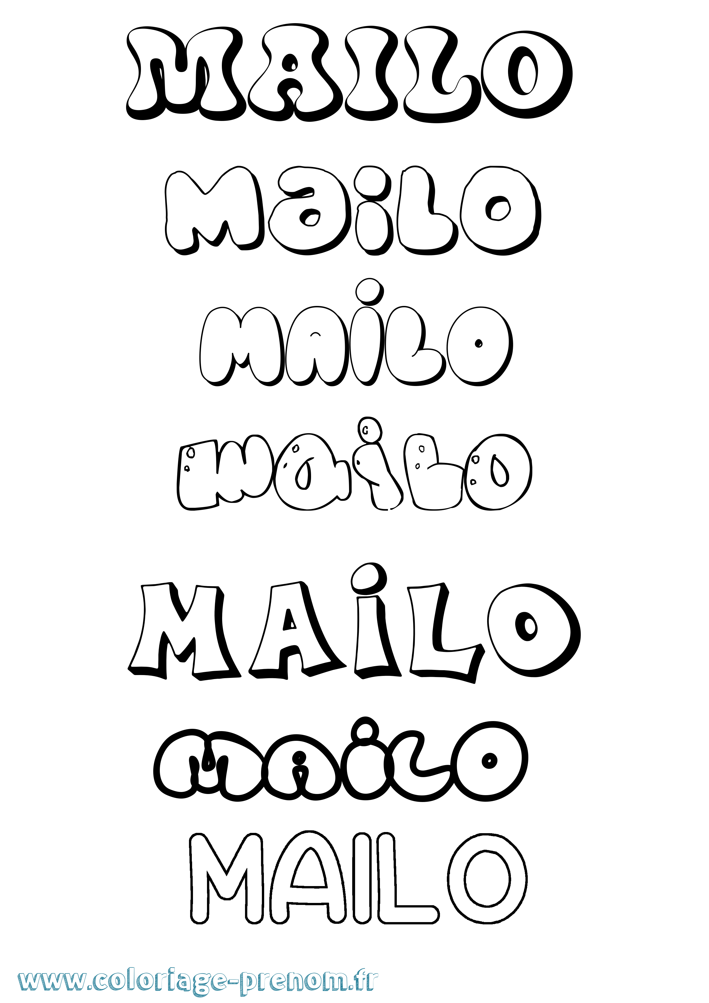 Coloriage prénom Mailo Bubble