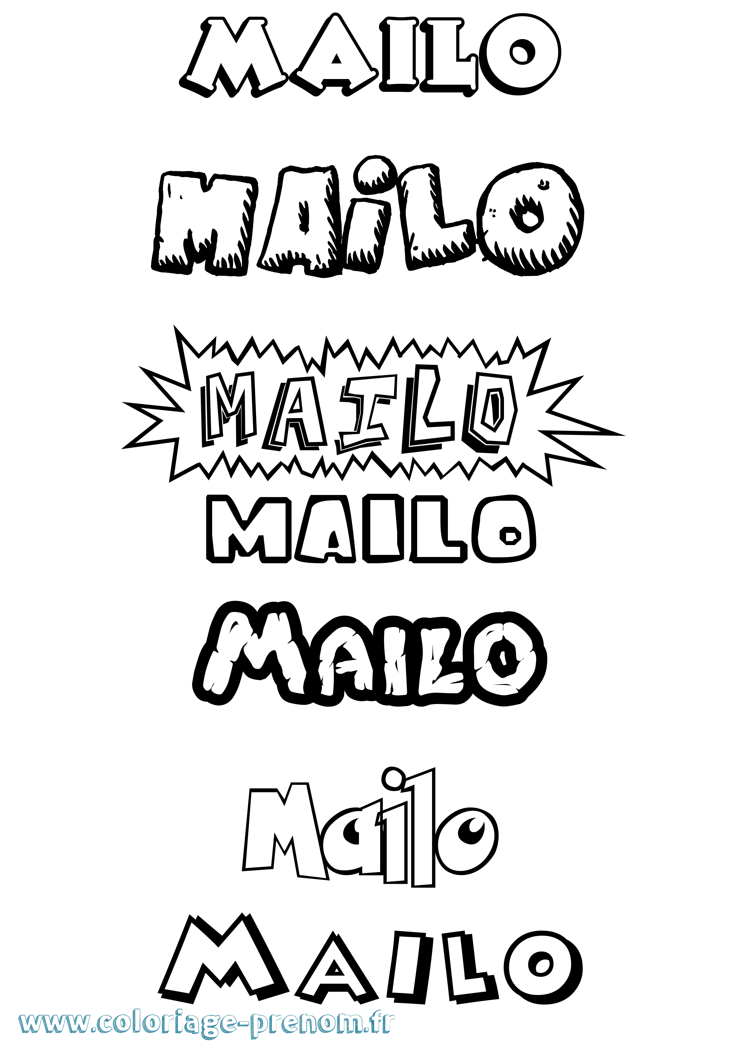 Coloriage Mailo Dessin Animé Coloriage prénom Mailo Dessin Animé
