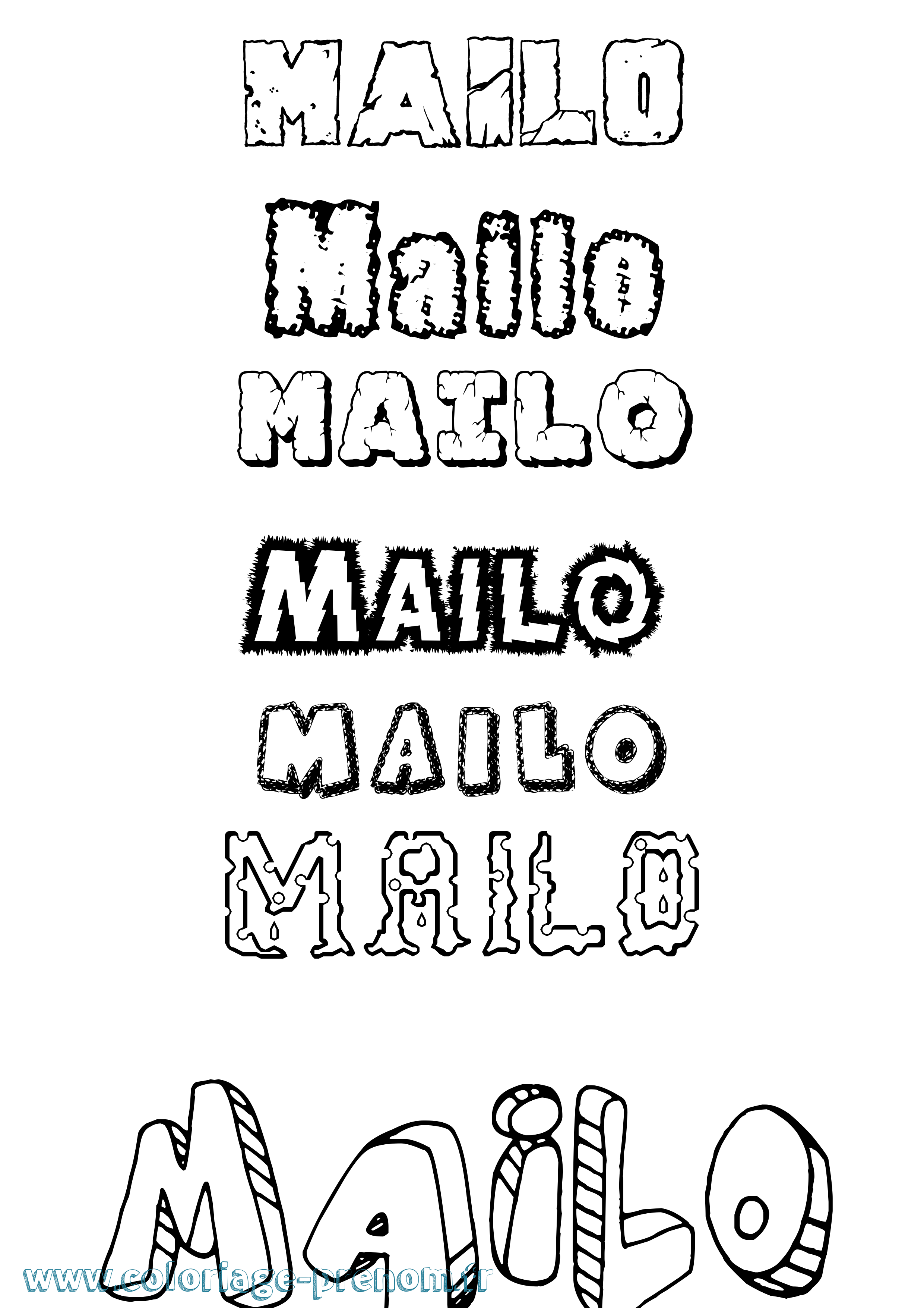 Coloriage prénom Mailo Destructuré