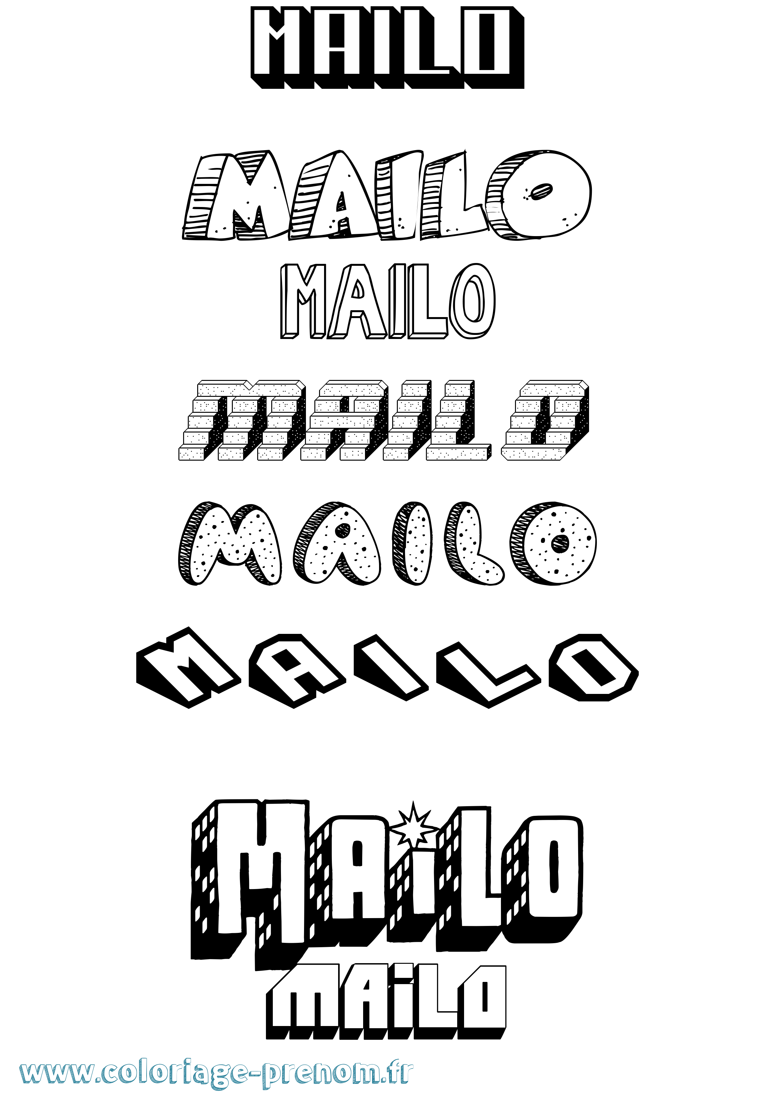 Coloriage Mailo Effet 3D Coloriage prénom Mailo Effet 3D