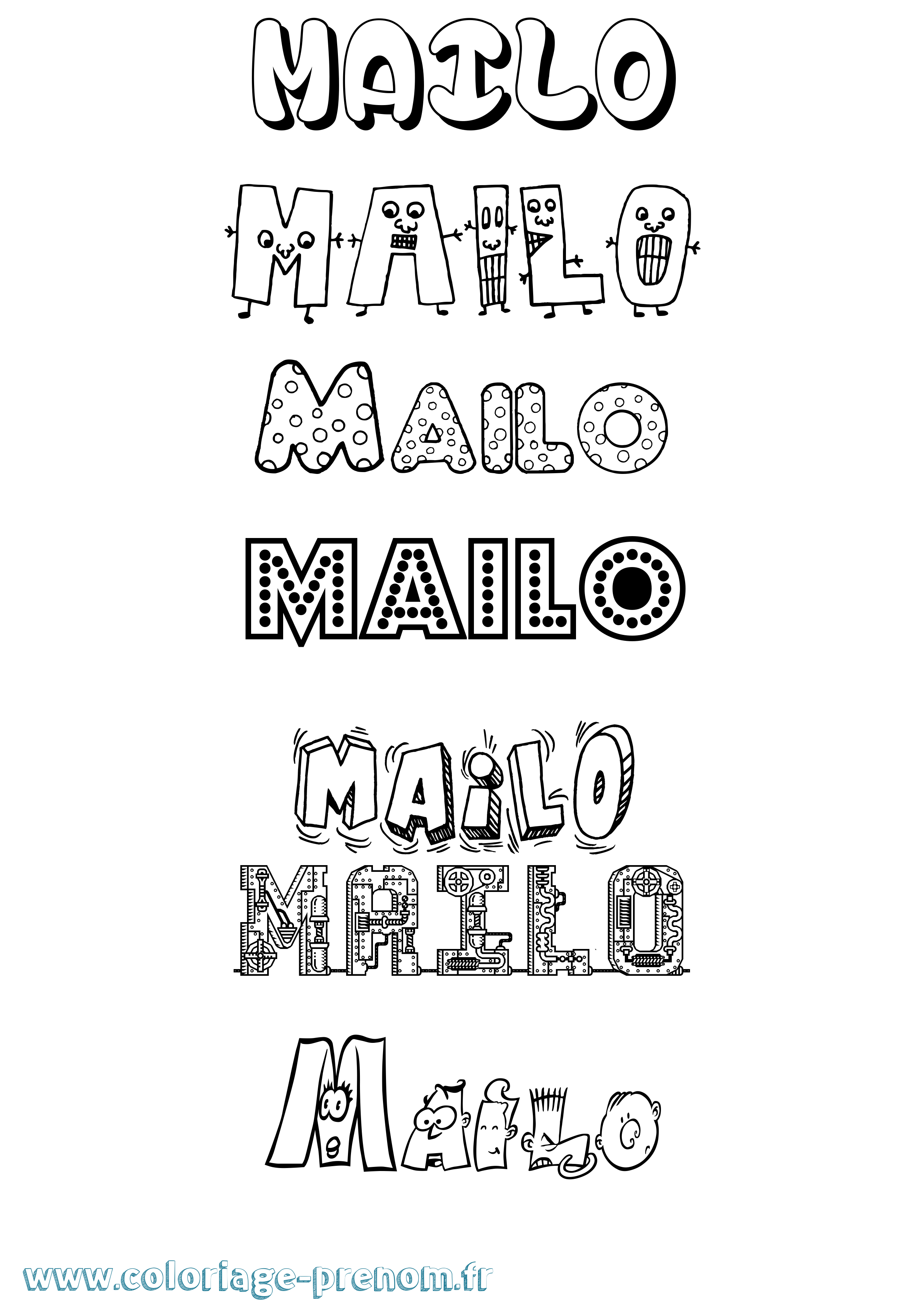 Coloriage prénom Mailo Fun