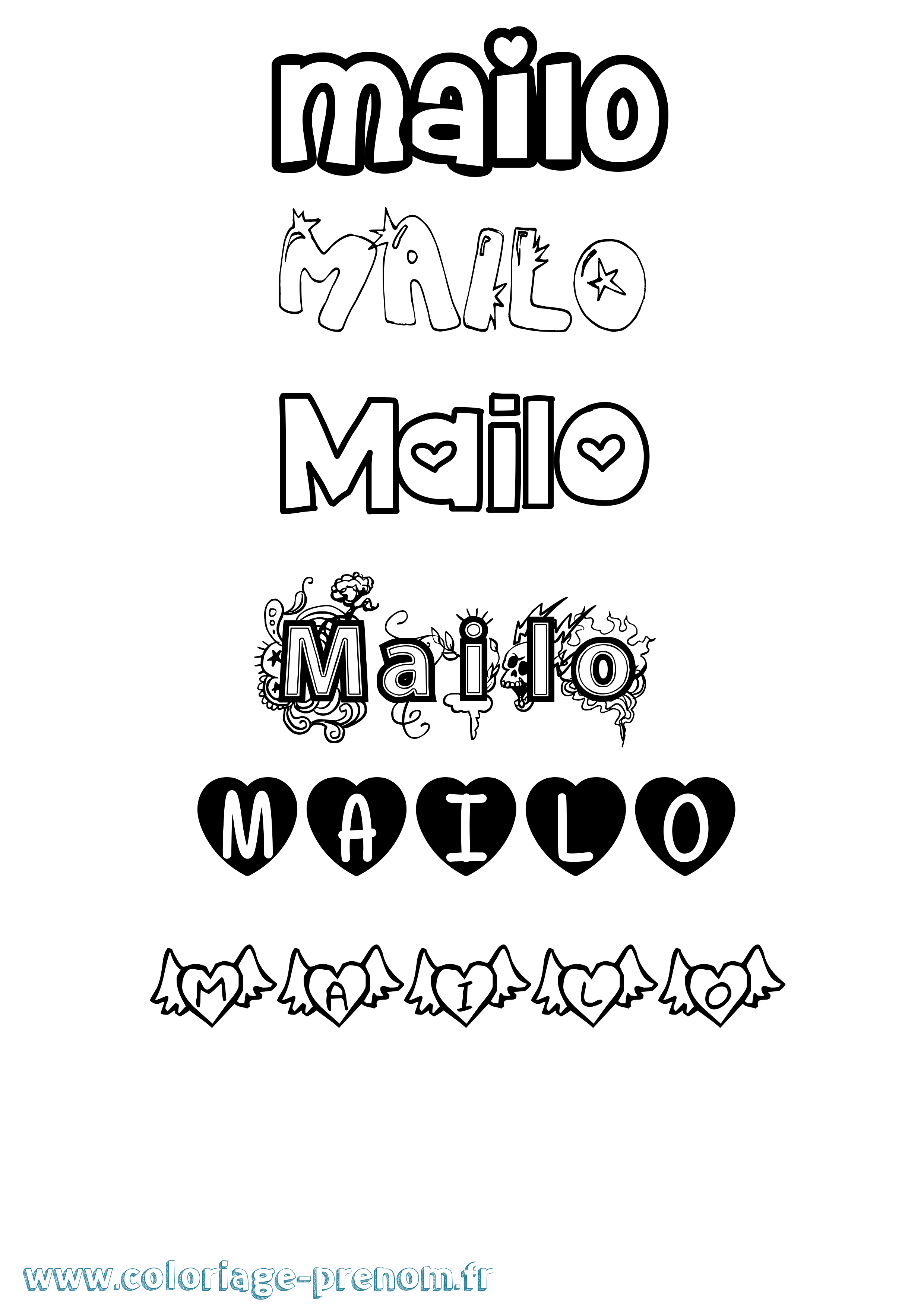 Coloriage Mailo Girly Coloriage prénom Mailo Girly