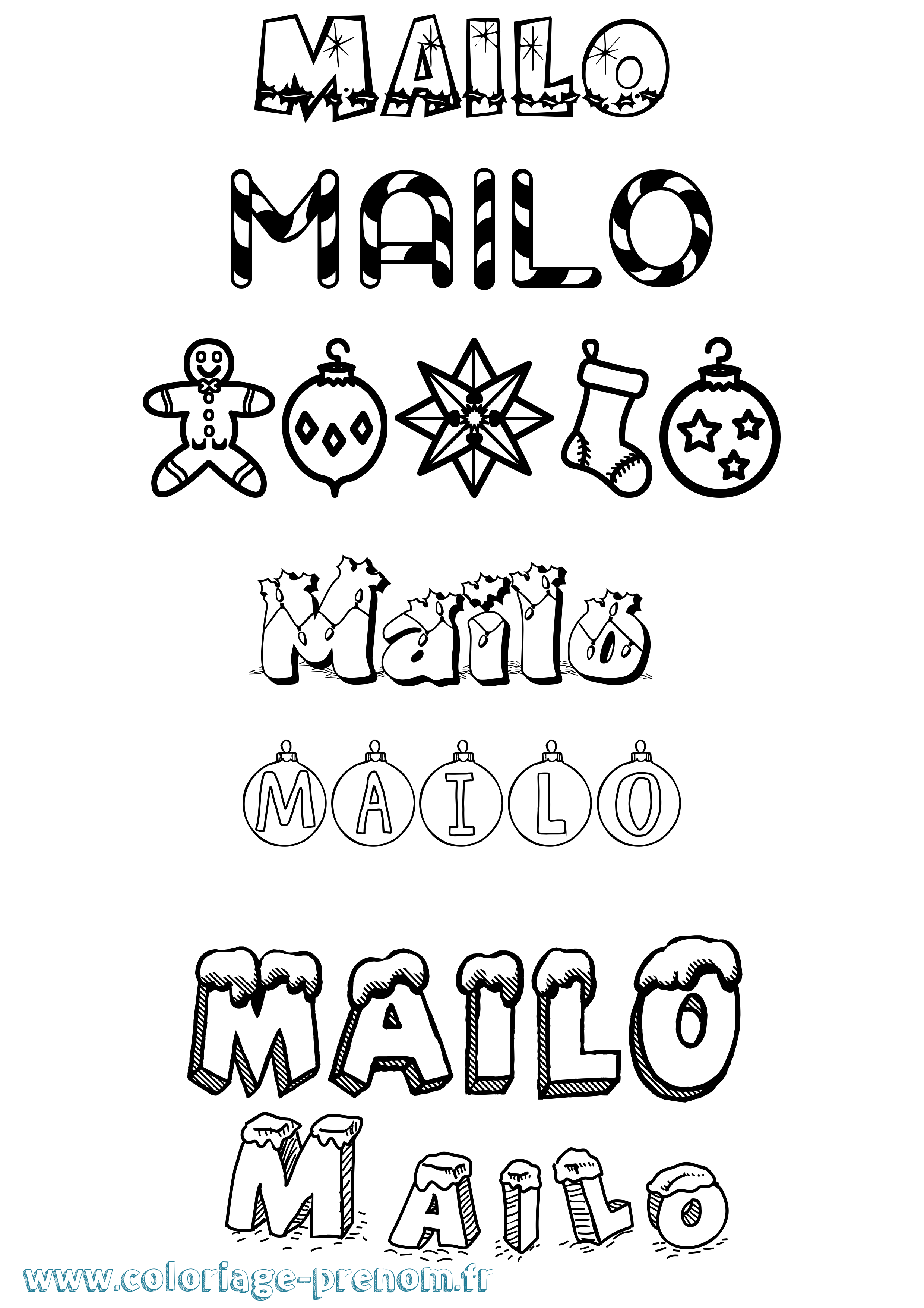 Coloriage Mailo Noël Coloriage prénom Mailo Noël