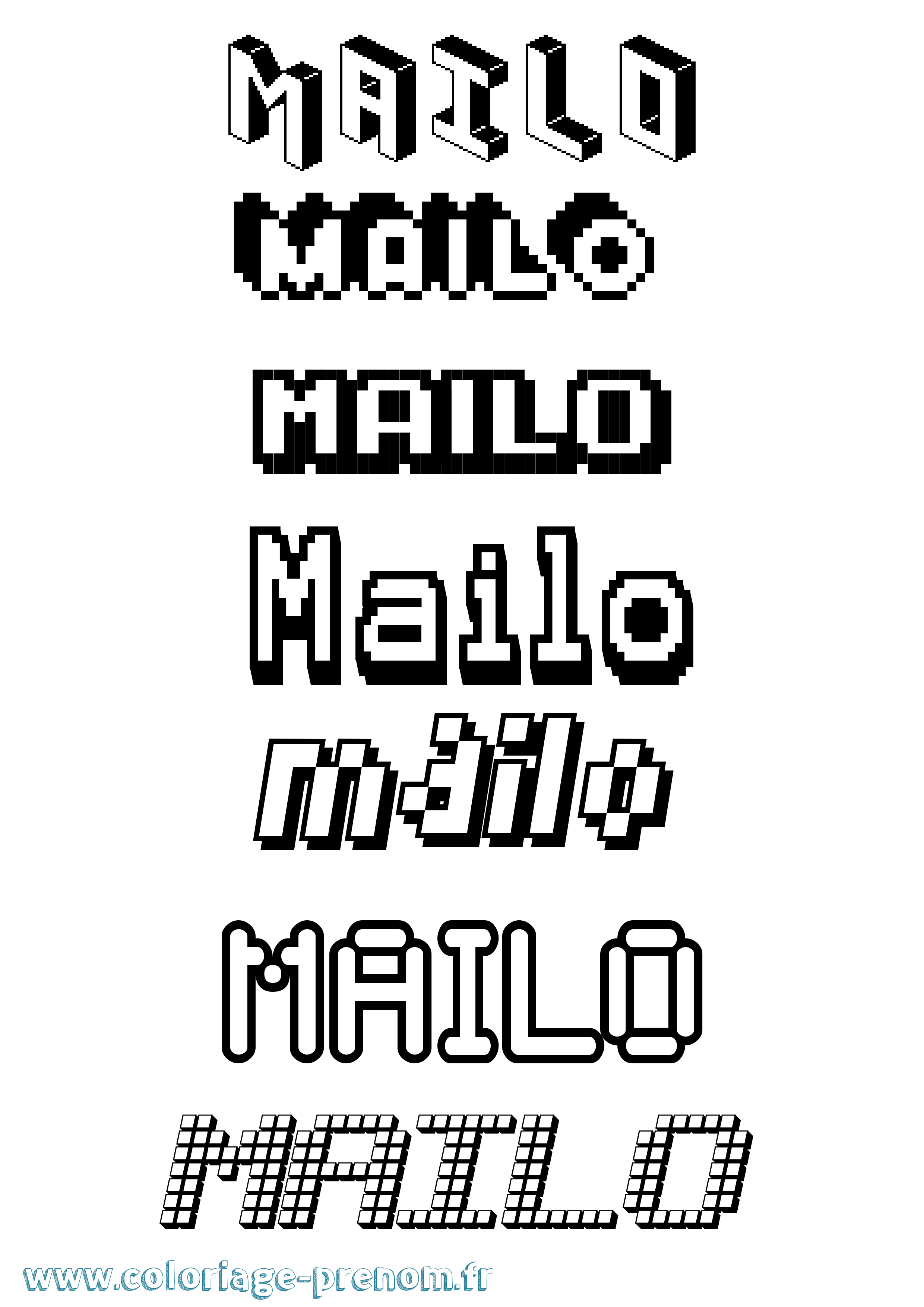 Coloriage prénom Mailo Pixel