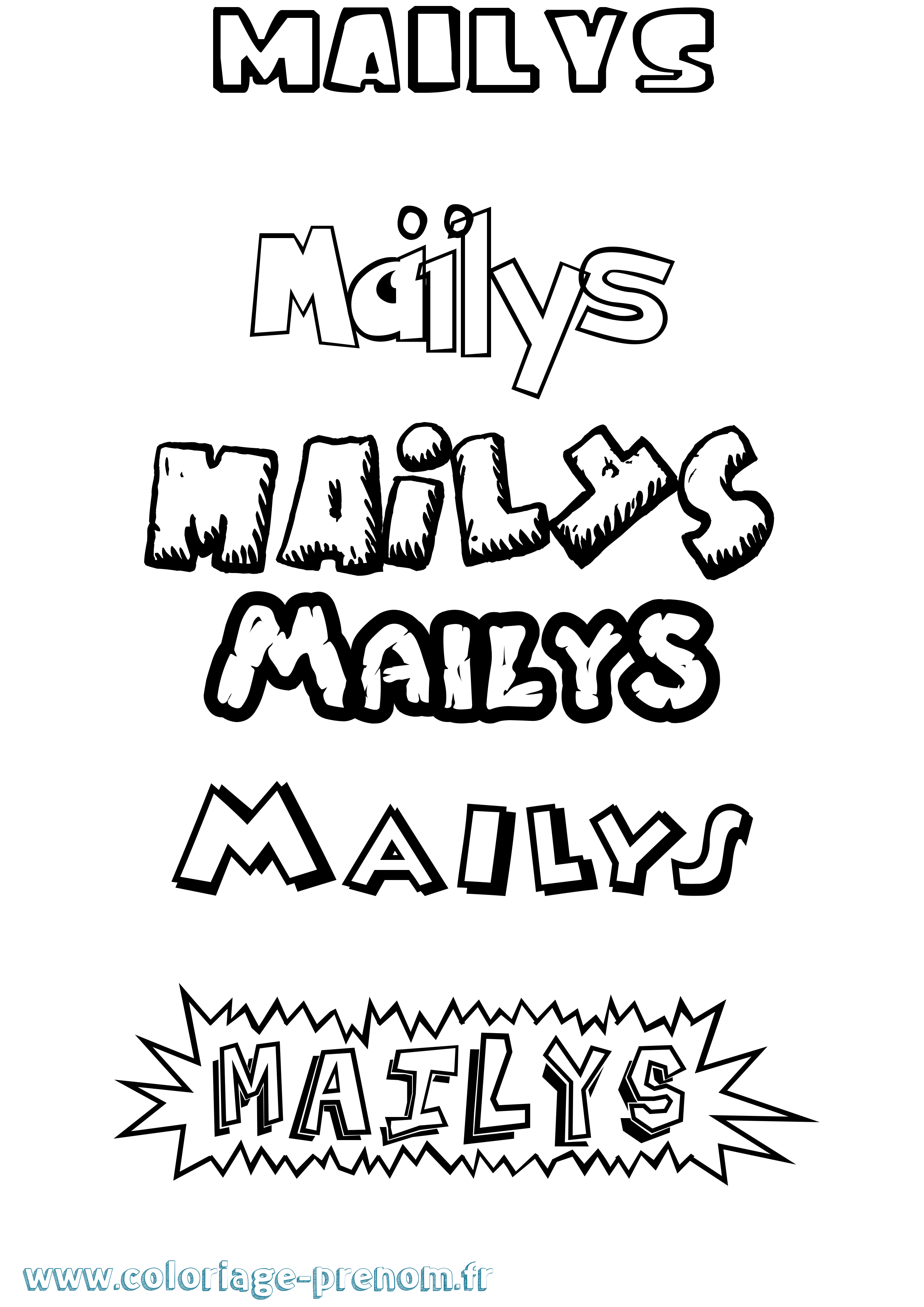 Coloriage Maïlys Dessin Animé Coloriage prénom Maïlys Dessin Animé