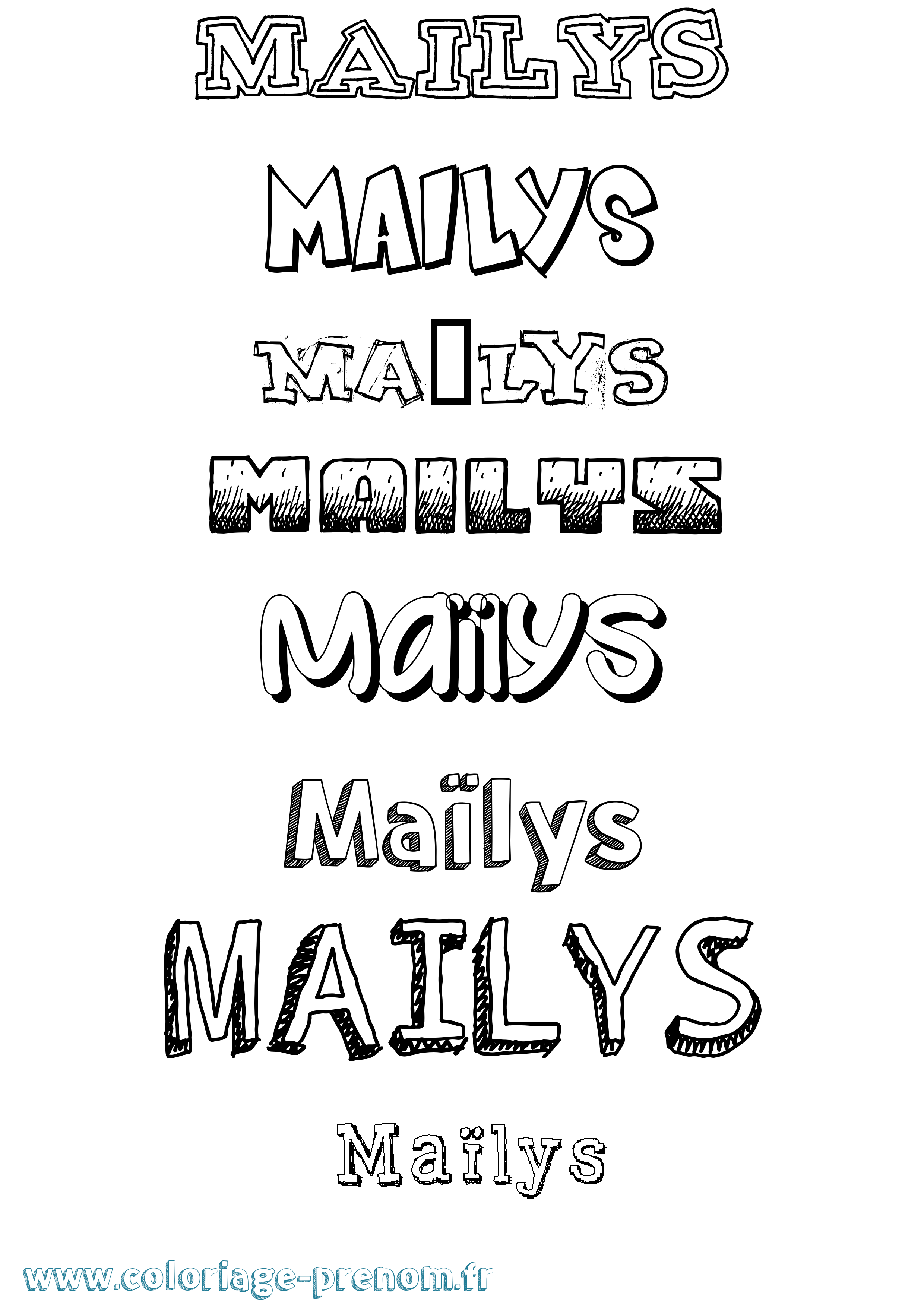 Coloriage Maïlys Dessiné Coloriage prénom Maïlys Dessiné