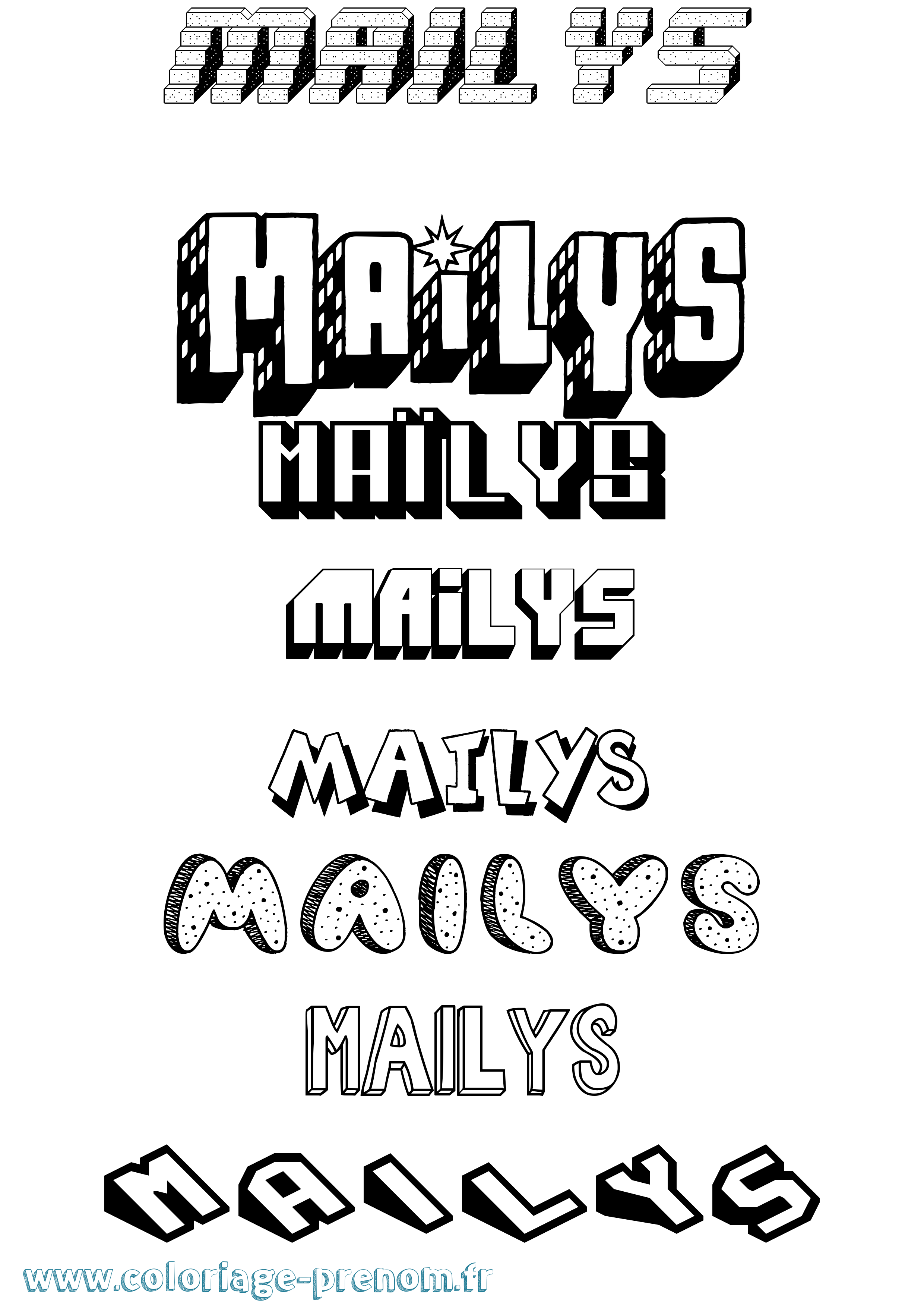Coloriage Maïlys Effet 3D Coloriage prénom Maïlys Effet 3D
