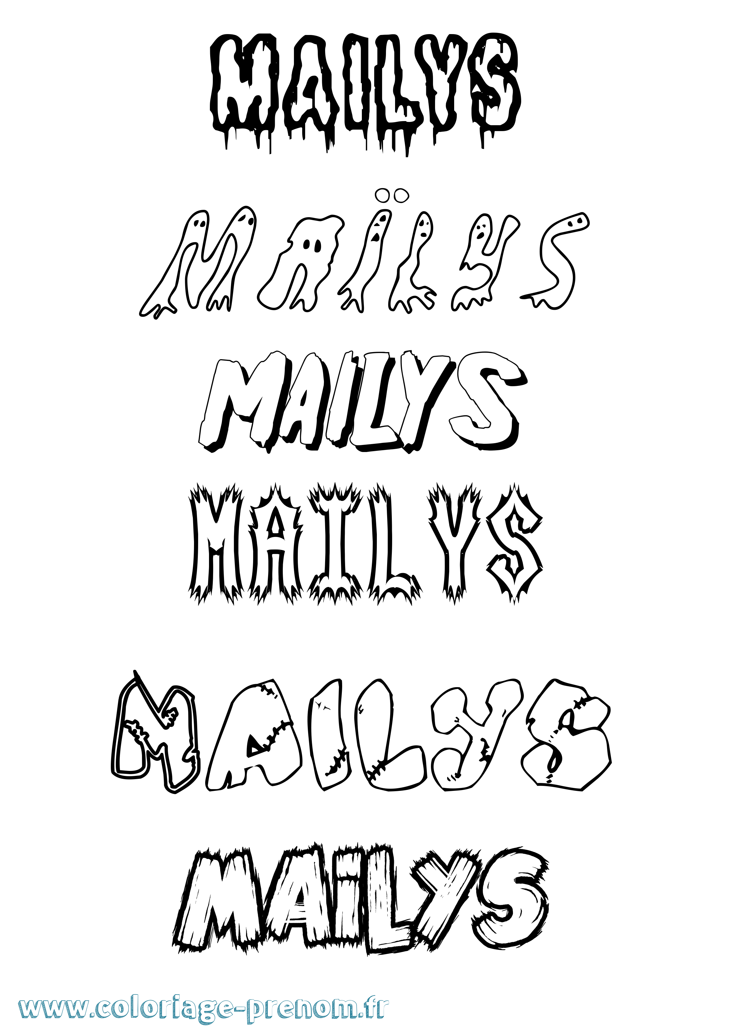 Coloriage Maïlys Frisson Coloriage prénom Maïlys Frisson