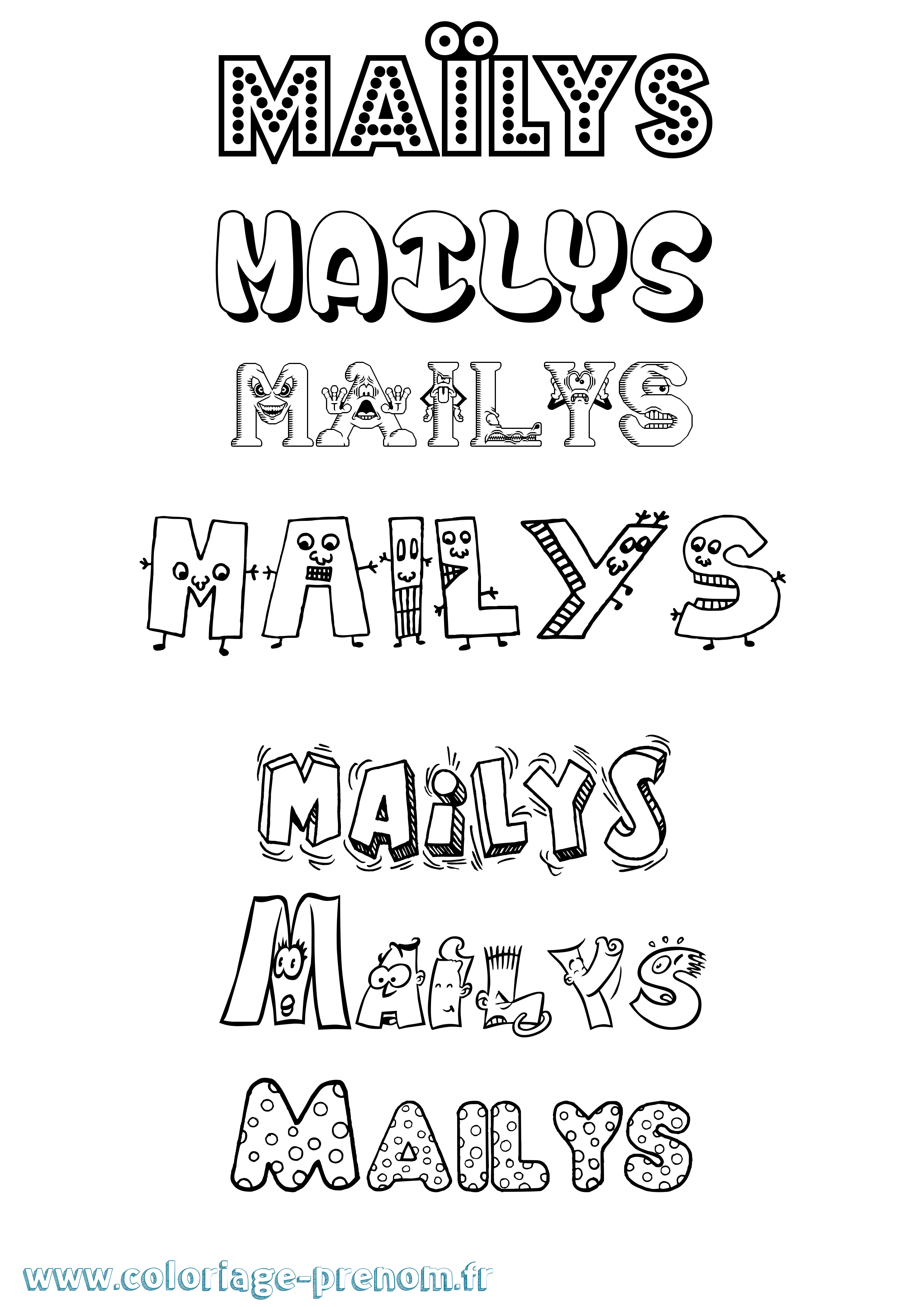 Coloriage prénom Maïlys Fun