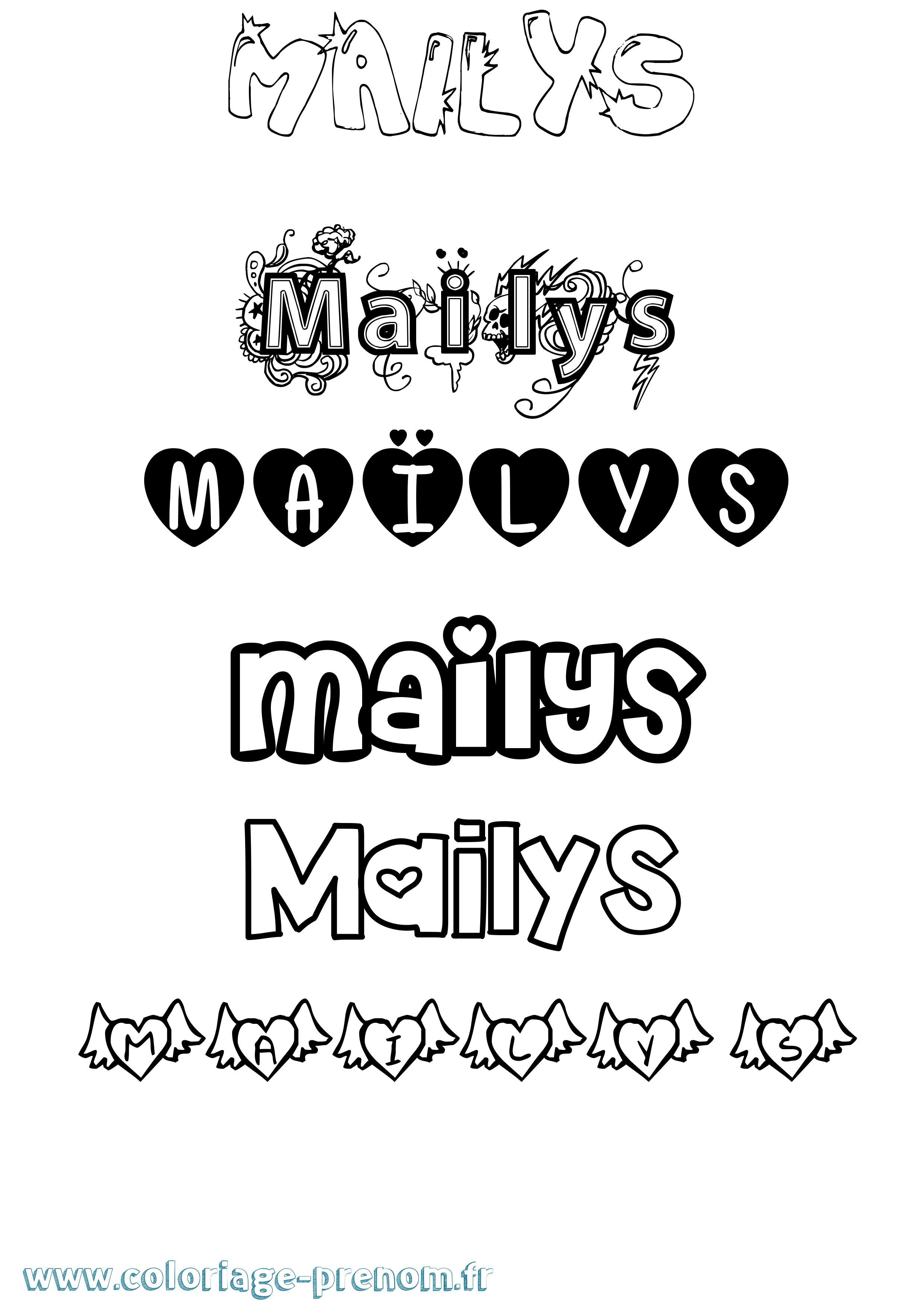 Coloriage Maïlys Girly Coloriage prénom Maïlys Girly